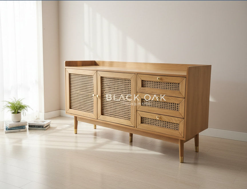 Hexagon rattan sideboard
