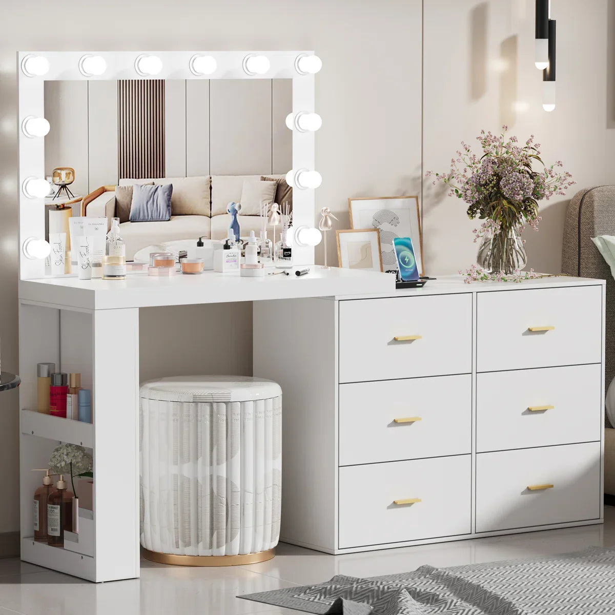 6 drawers makeup desk