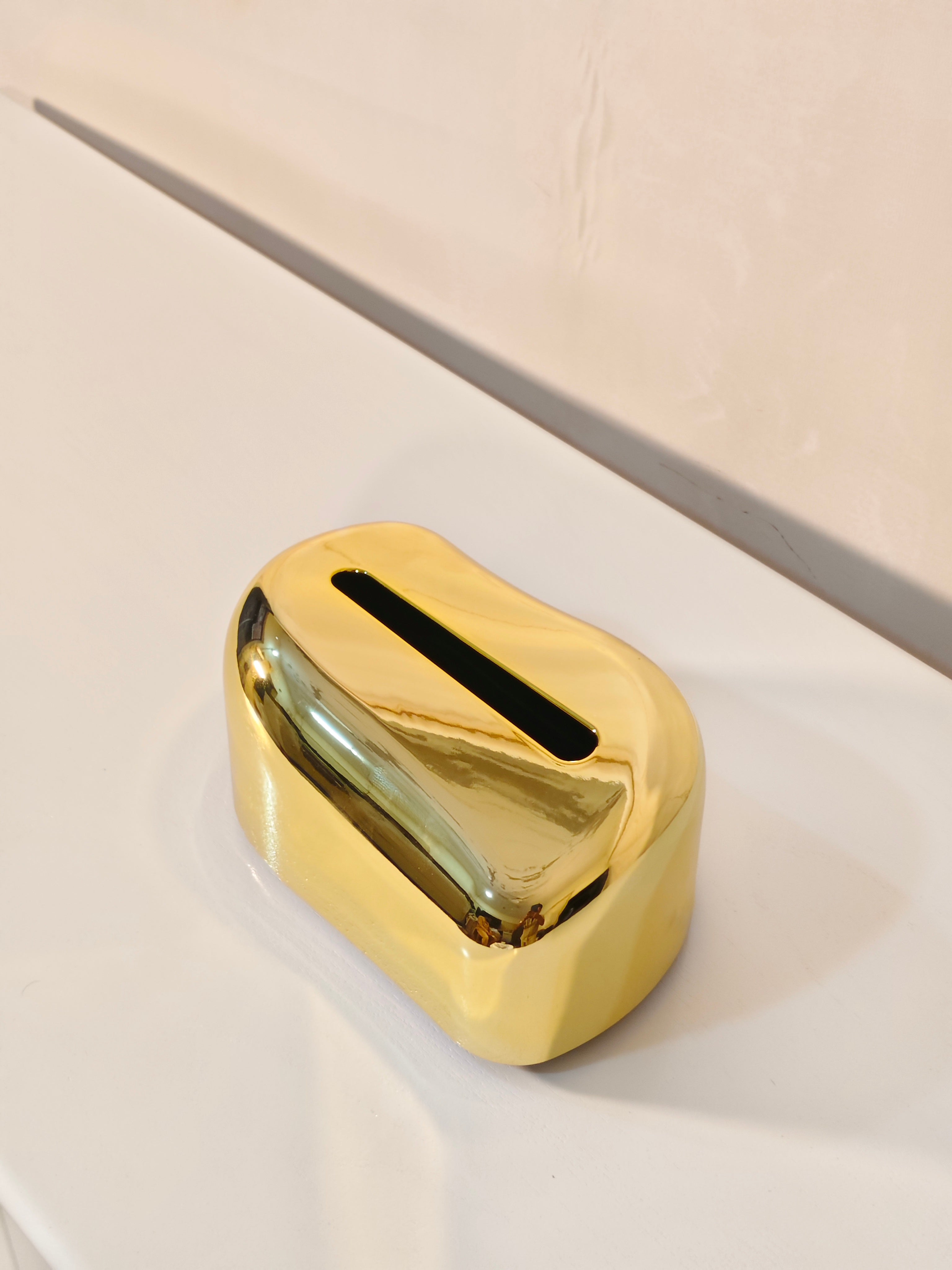 Asymmetric Wave Mirror Gold Tissue Box Cover