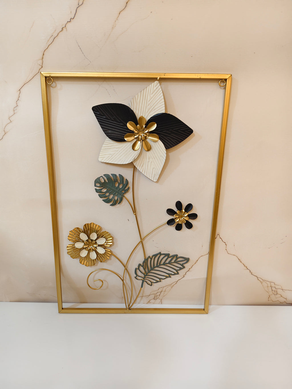 Modern 3D Metal Floral Wall Art Frame