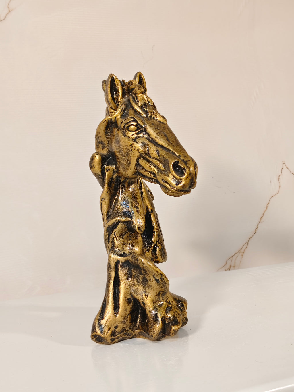 Antique Gold Horse Head Sculpture