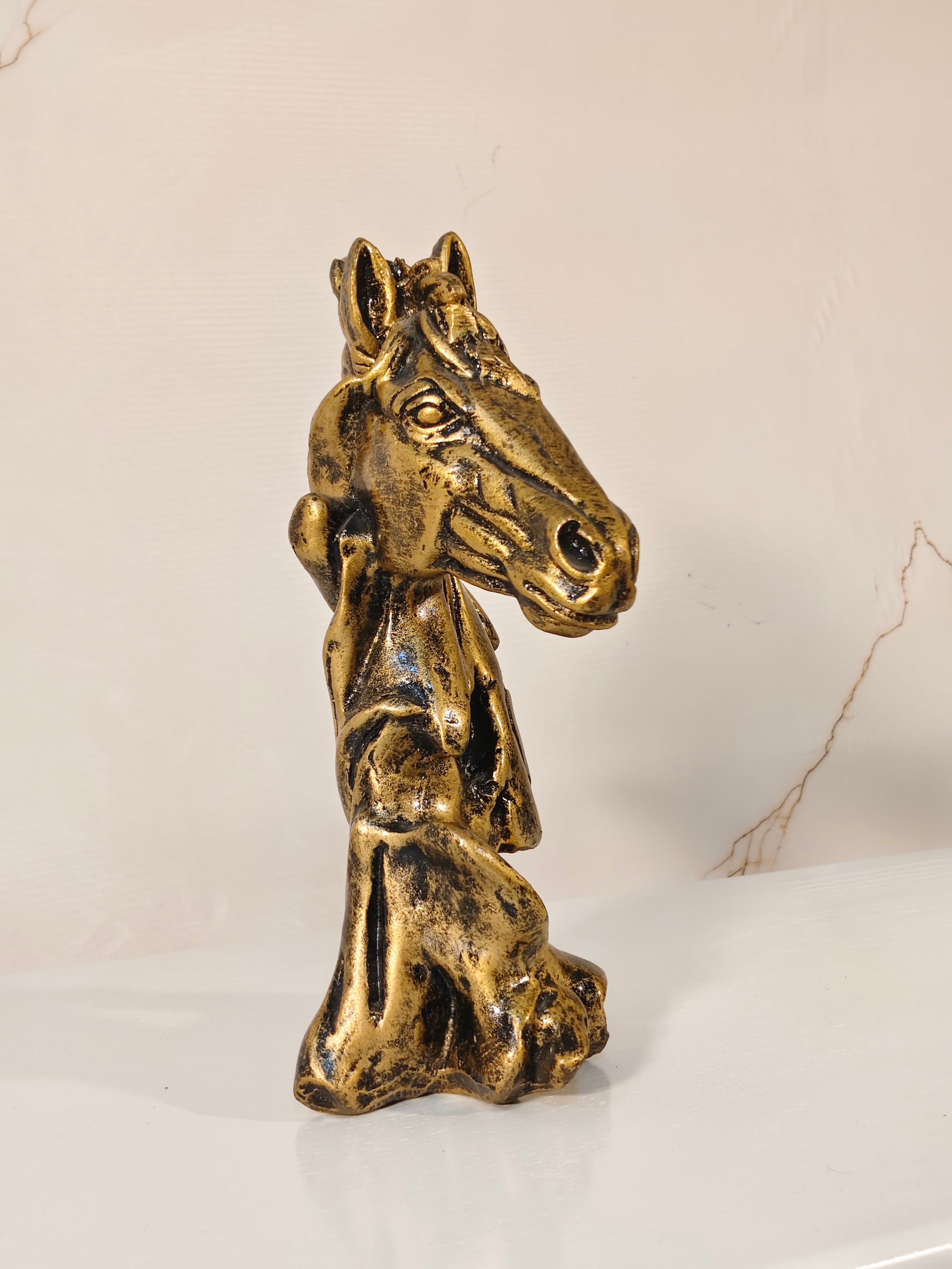 Antique Gold Horse Head Sculpture