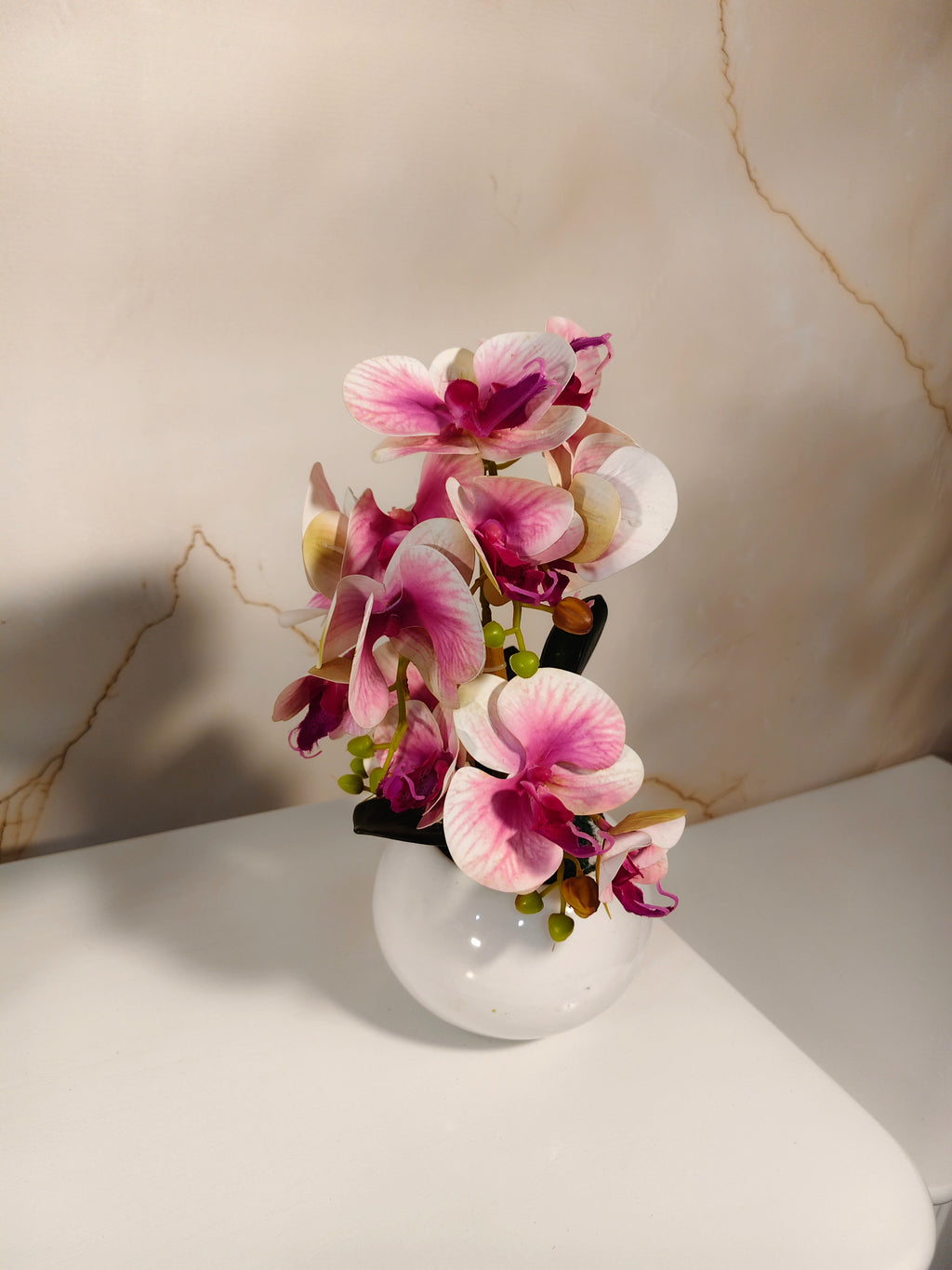 Exotic Speckled Artificial Orchid in Ceramic Pot