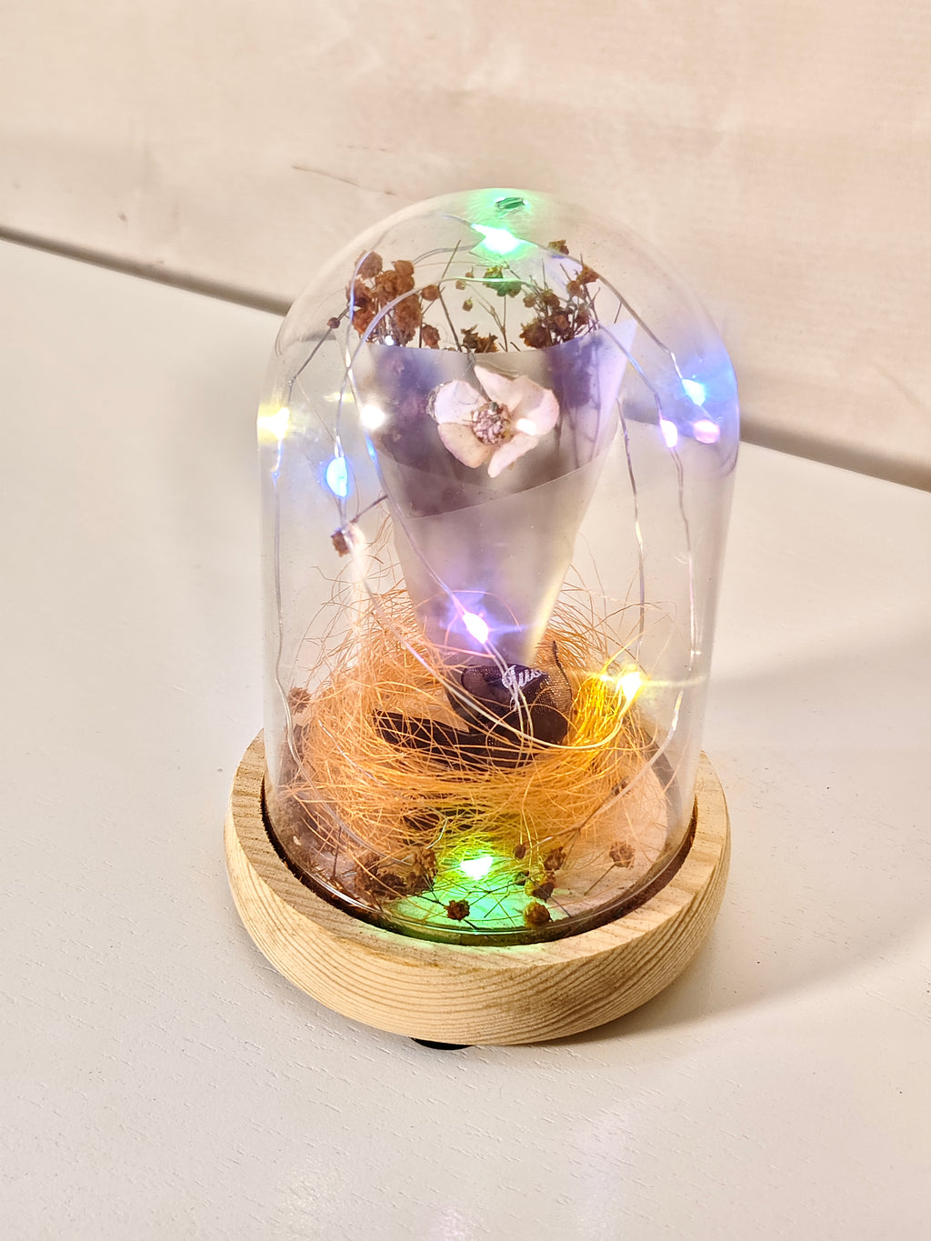 Enchanted Flower Glass Dome with LED Fairy Lights