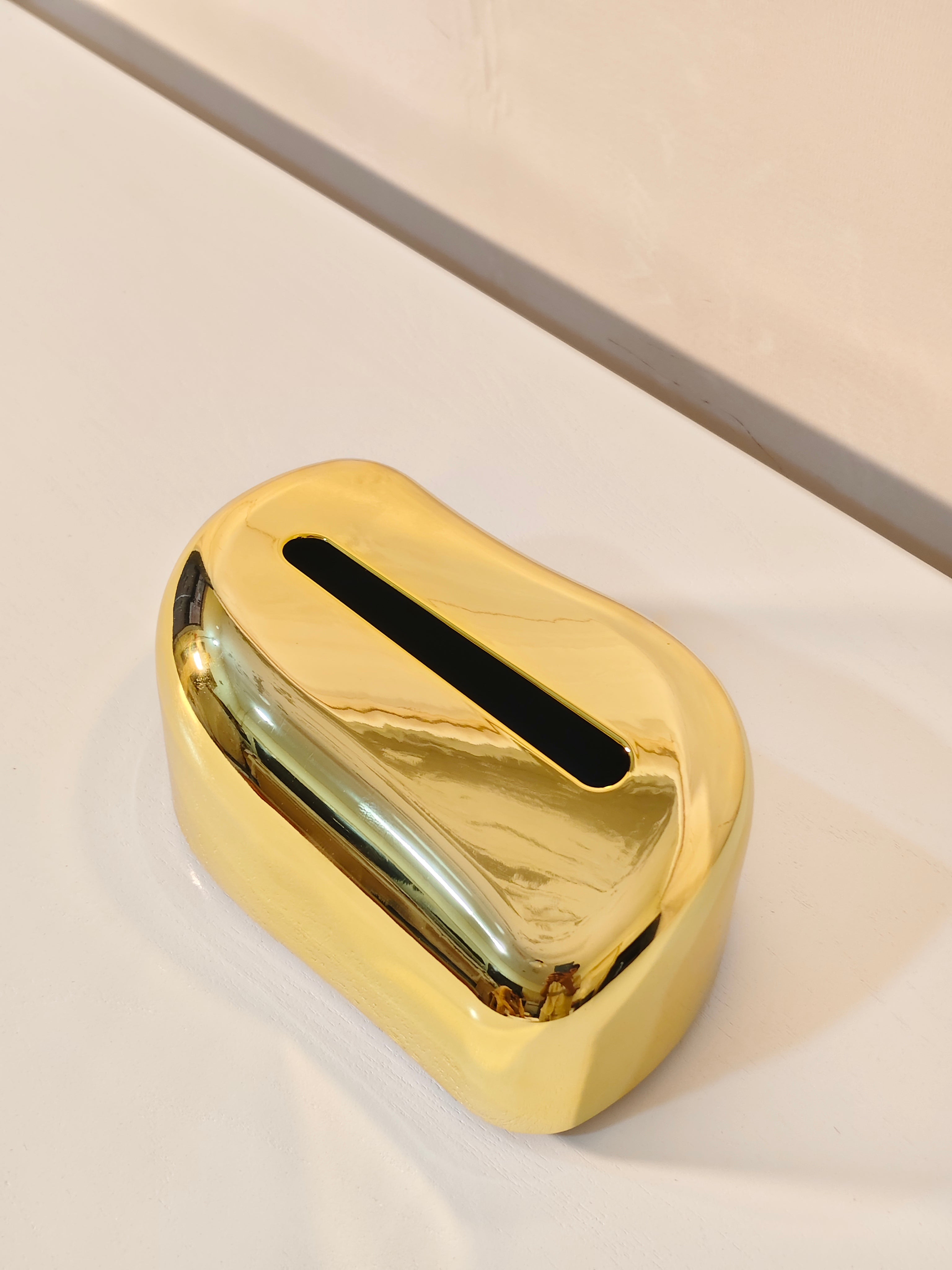 Asymmetric Wave Mirror Gold Tissue Box Cover