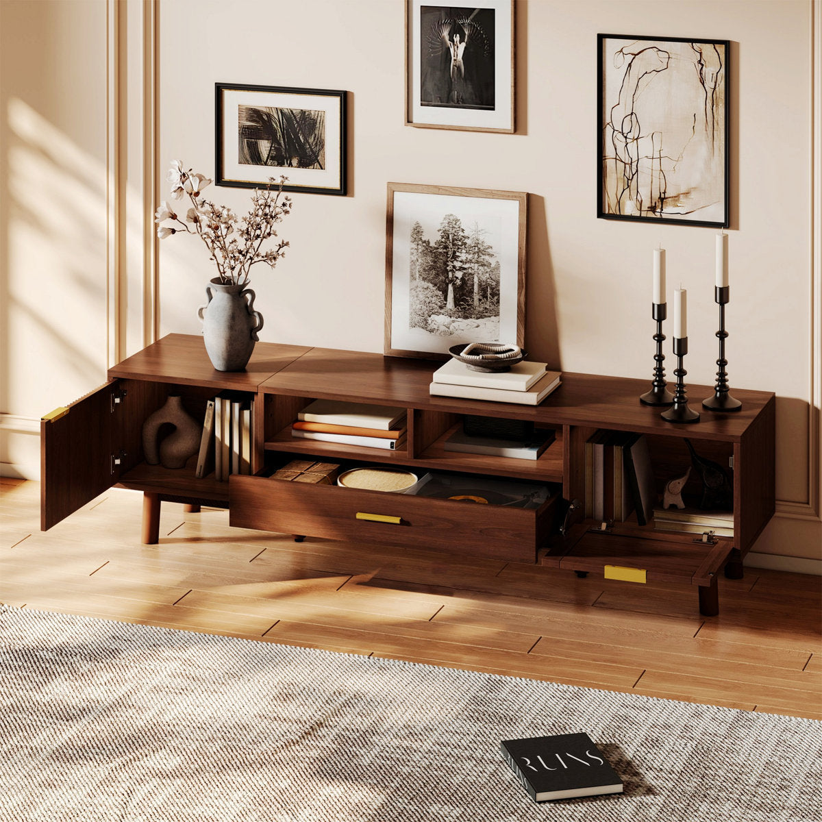 Camron rattan media console