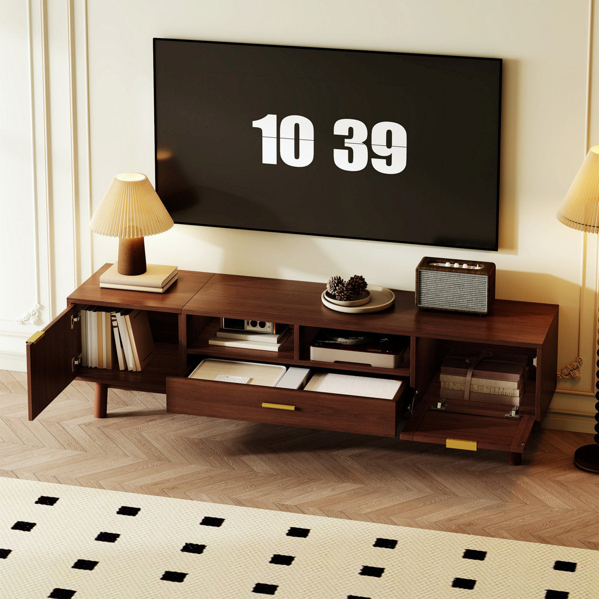 Camron rattan media console