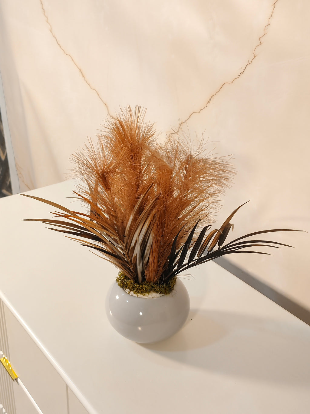 Luxury Pampas Grass Tabletop Decor in Ceramic Pot