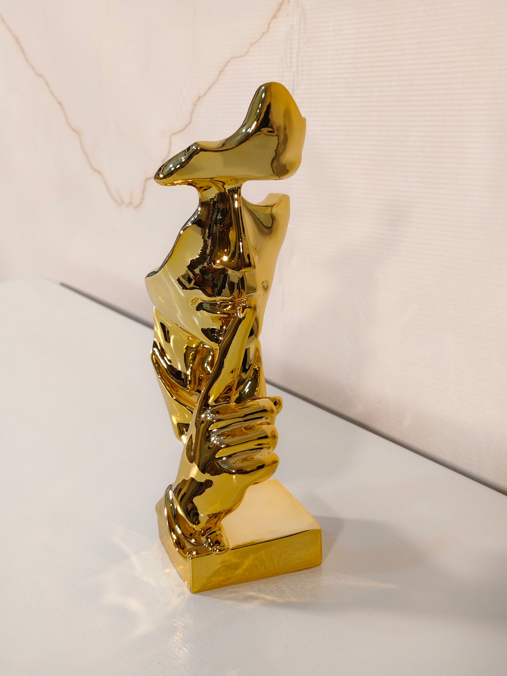 Golden Silence Abstract Face Statue