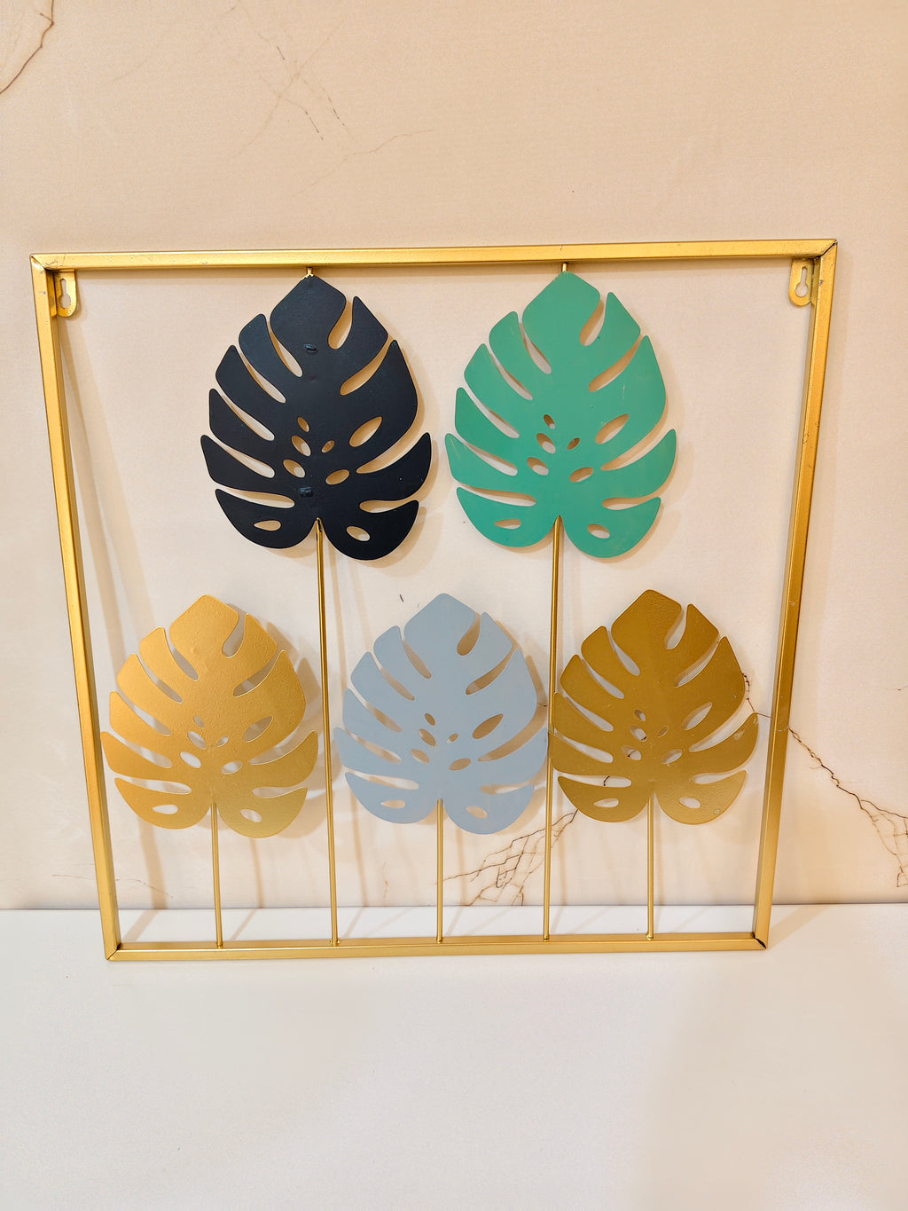 Modern 3D Monstera Palm Leaf Metal Wall Art Frame