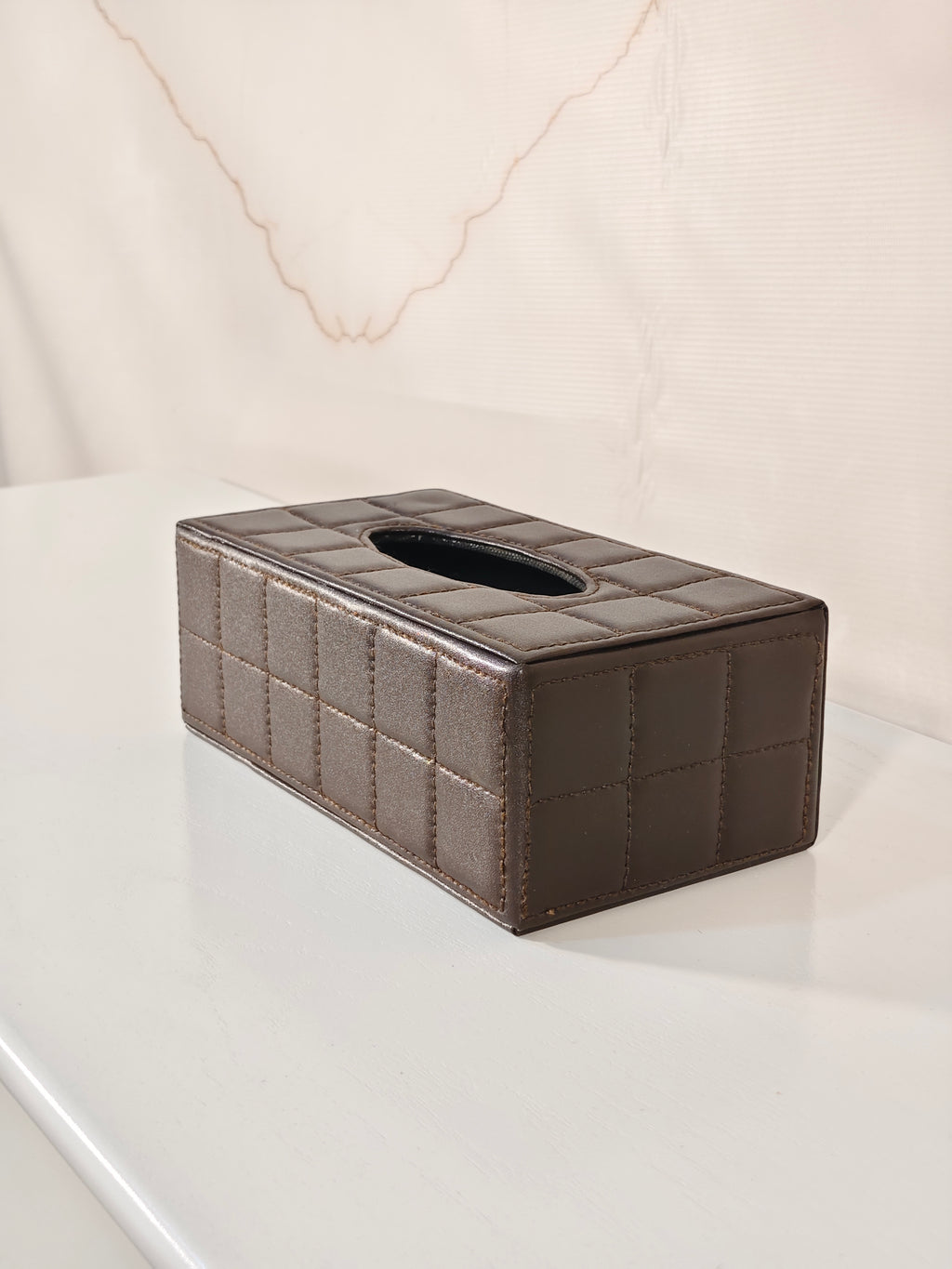 Luxury Quilted Leatherette Tissue Box