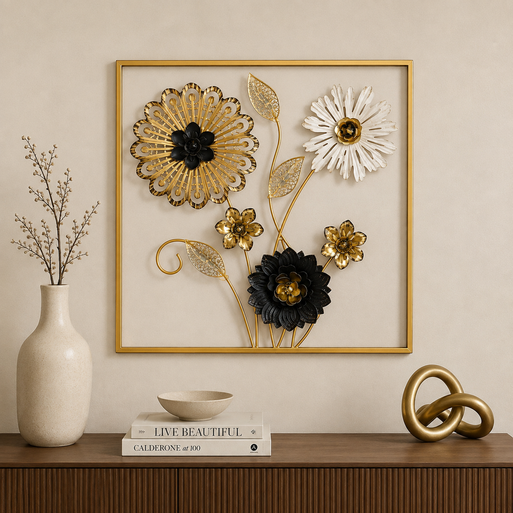 Modern 3D Filigree Sunflower Metal Wall Art Frame