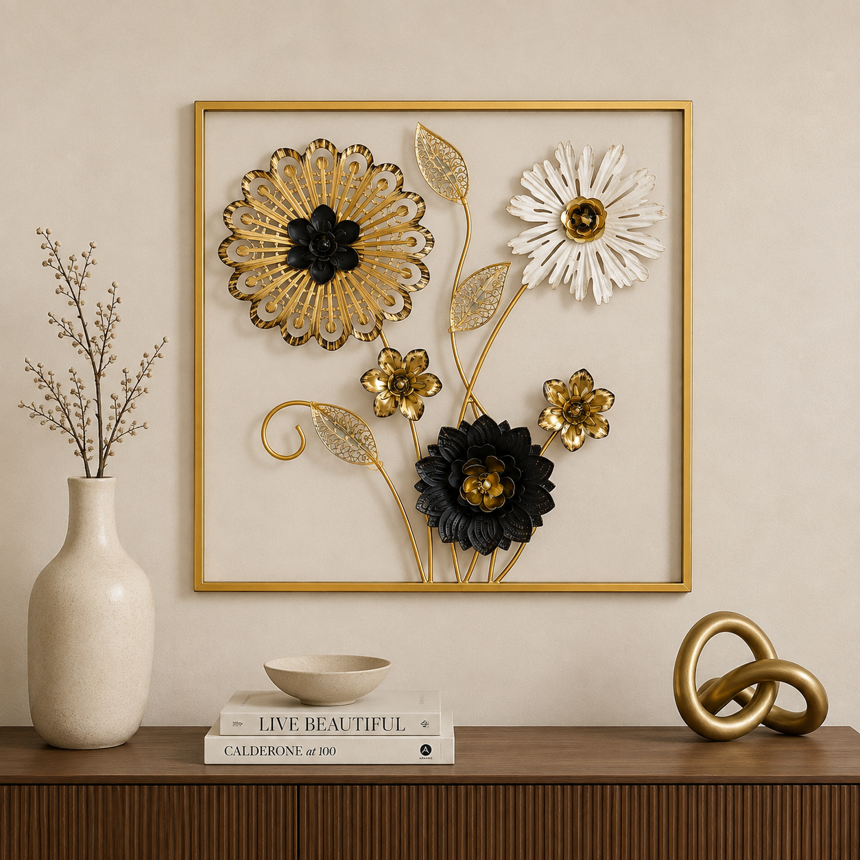 Modern 3D Filigree Sunflower Metal Wall Art Frame
