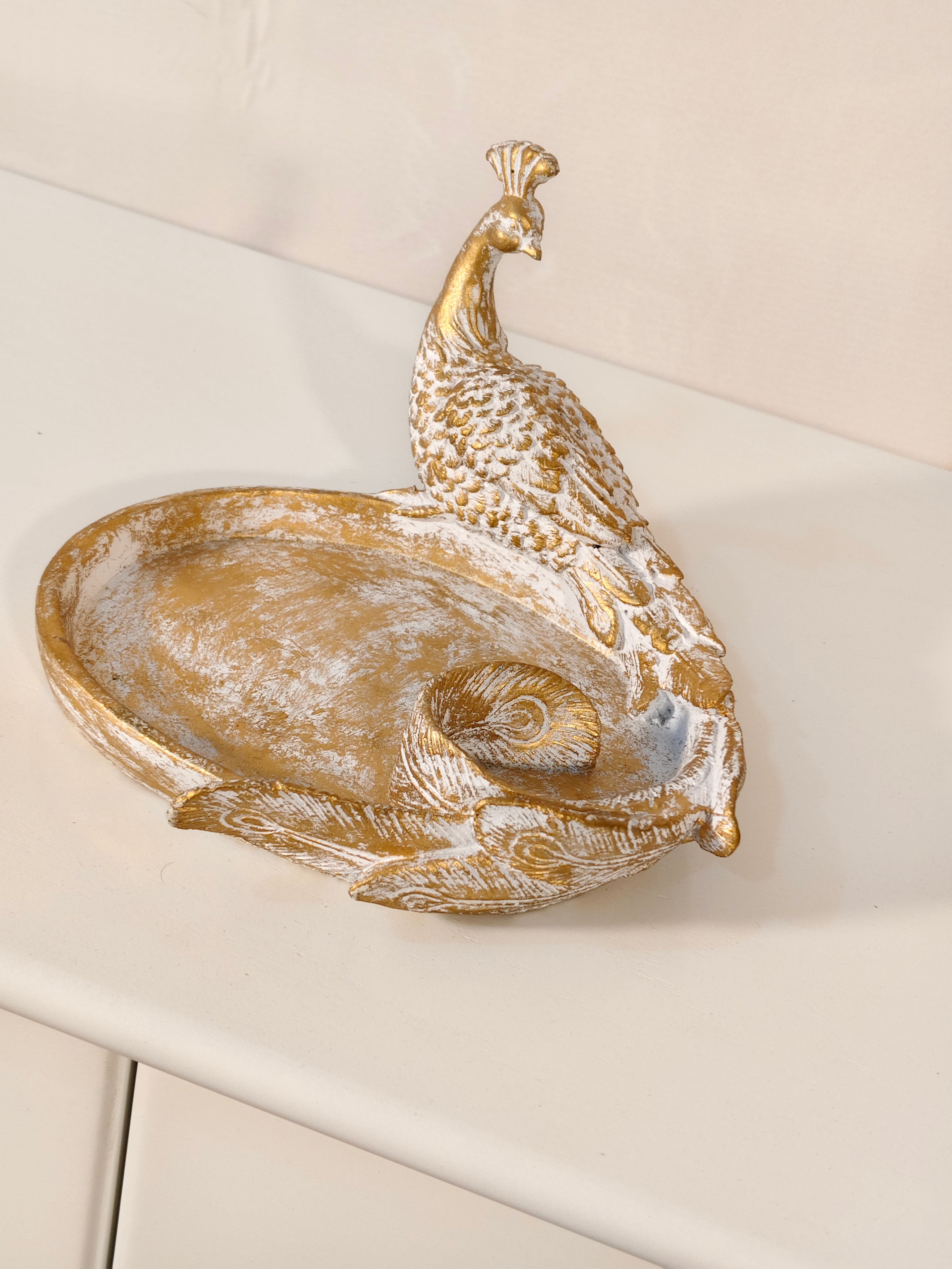 Royal Vintage Peacock Decorative Jewelry & Key Organizer Tray