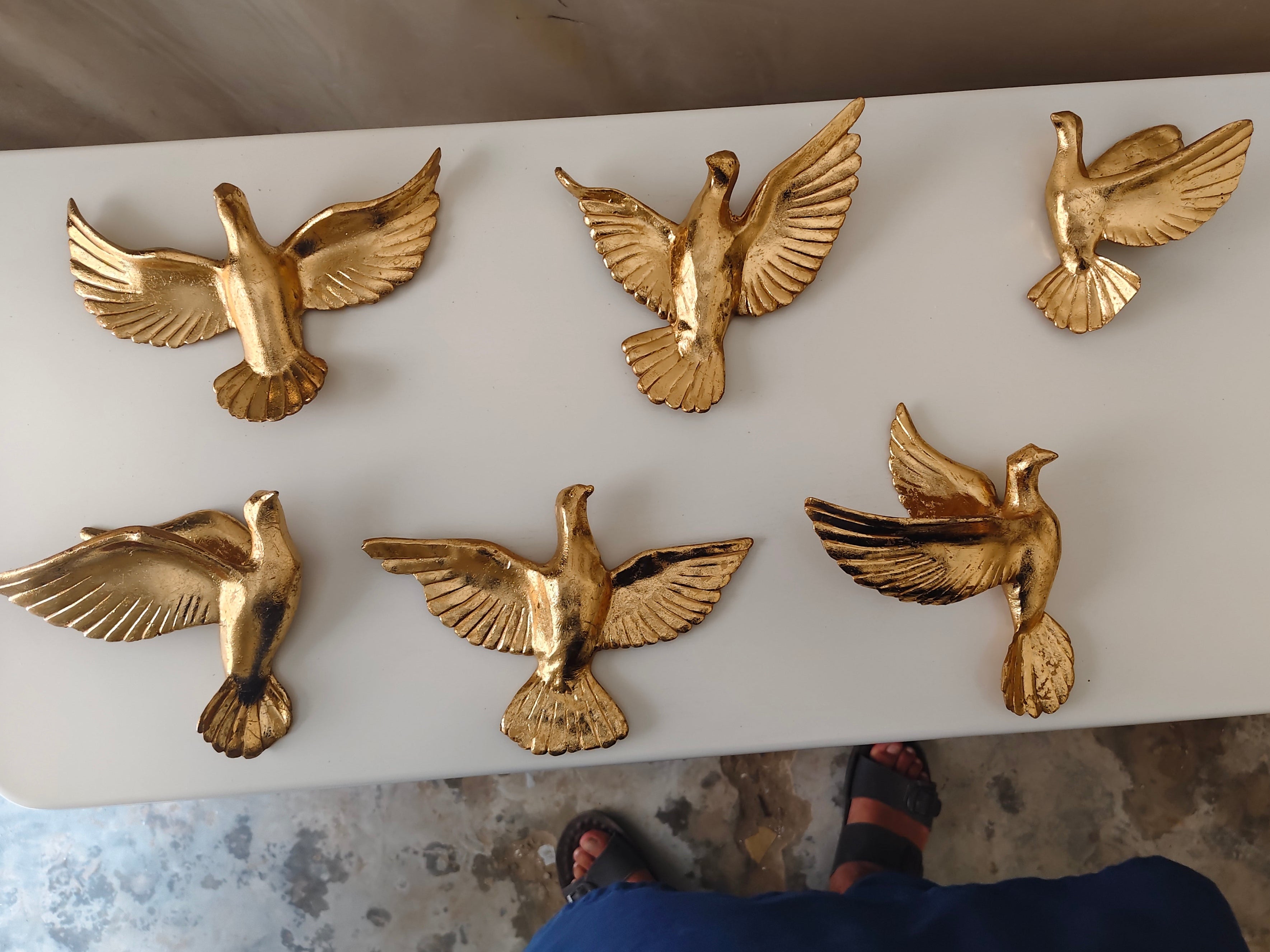 Luxury 3D Golden Soaring Doves Metal Wall Accent (Set of 6)