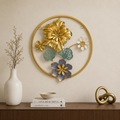 Modern 3D Circular Floral Metal Wall Art Frame