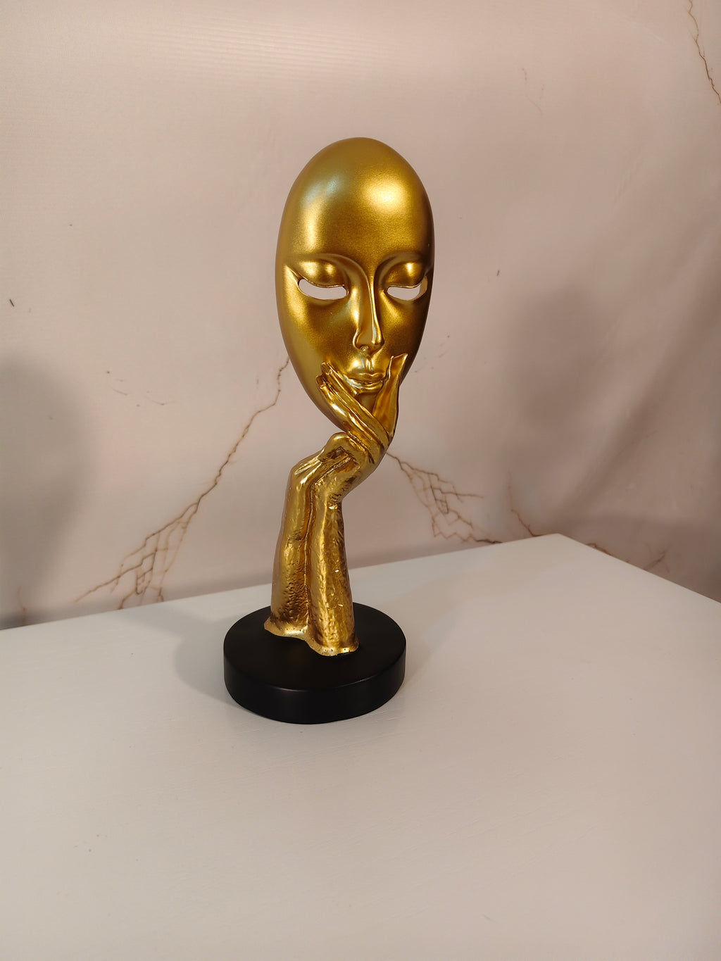 Nordic Golden Mask Abstract Face Sculpture