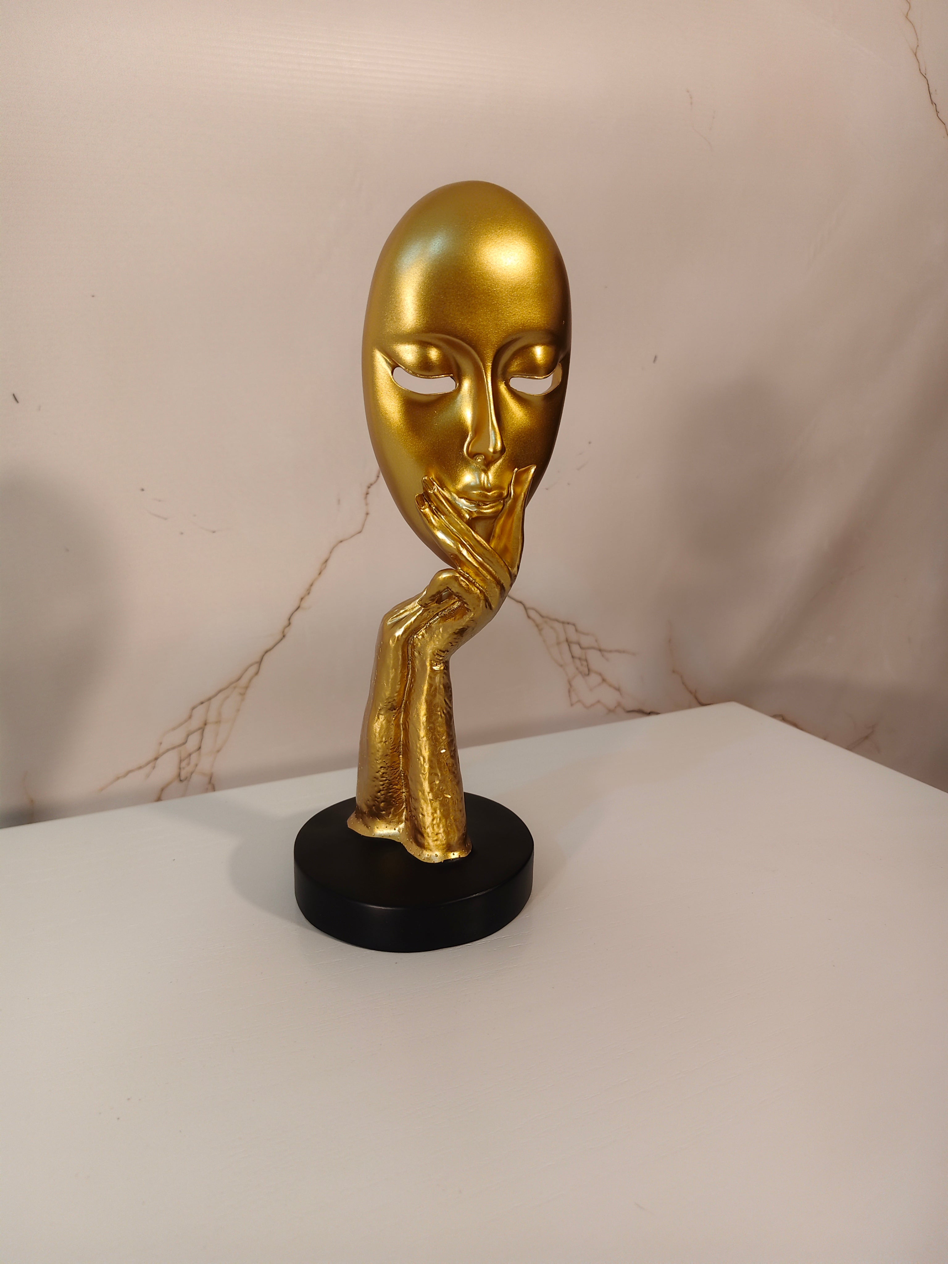 Nordic Golden Mask Abstract Face Sculpture