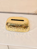 Modern Hammered Gold Ceramic Tissue Box Cover