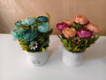 Charming Artificial Peony Bouquet in White Ceramic Pot