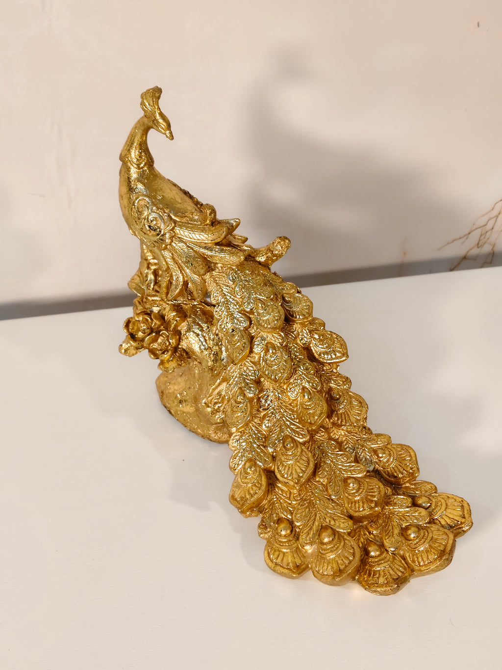 Royal Golden Peacock Table Figurine