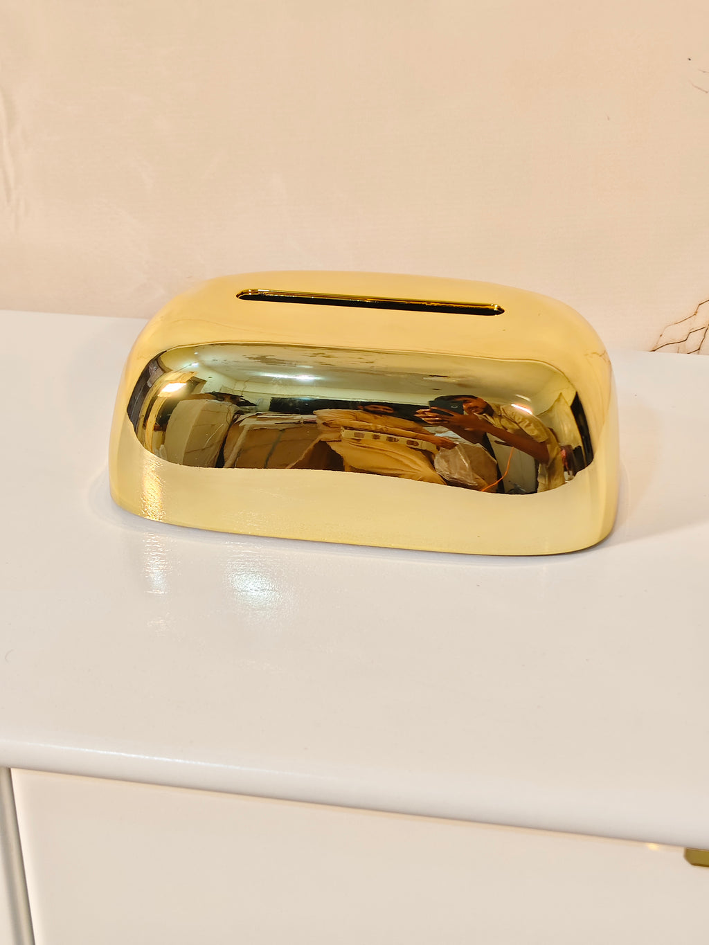Luxury Electroplated Mirror Gold Tissue Box Cover