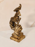 Antique Gold Silence Is Golden Figurine – Modern Abstract Face Sculpture