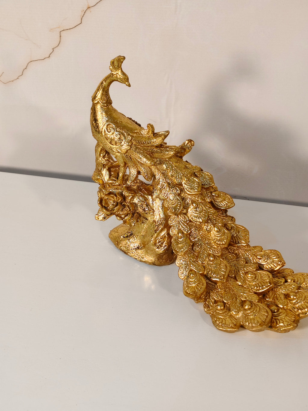 Royal Golden Peacock Table Figurine