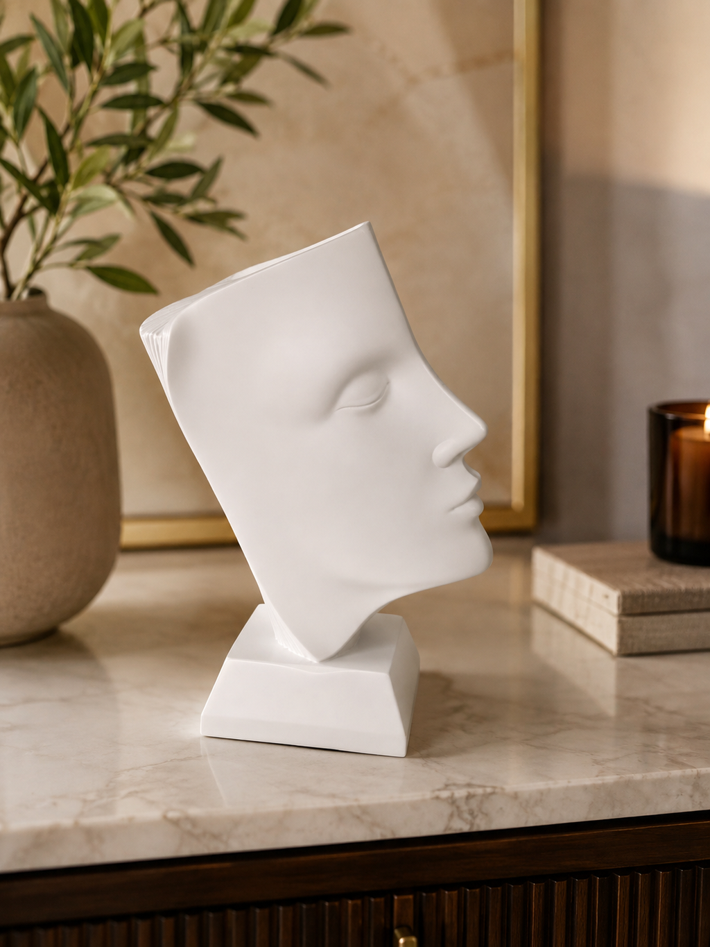 Modern Abstract Human Face Sculpture