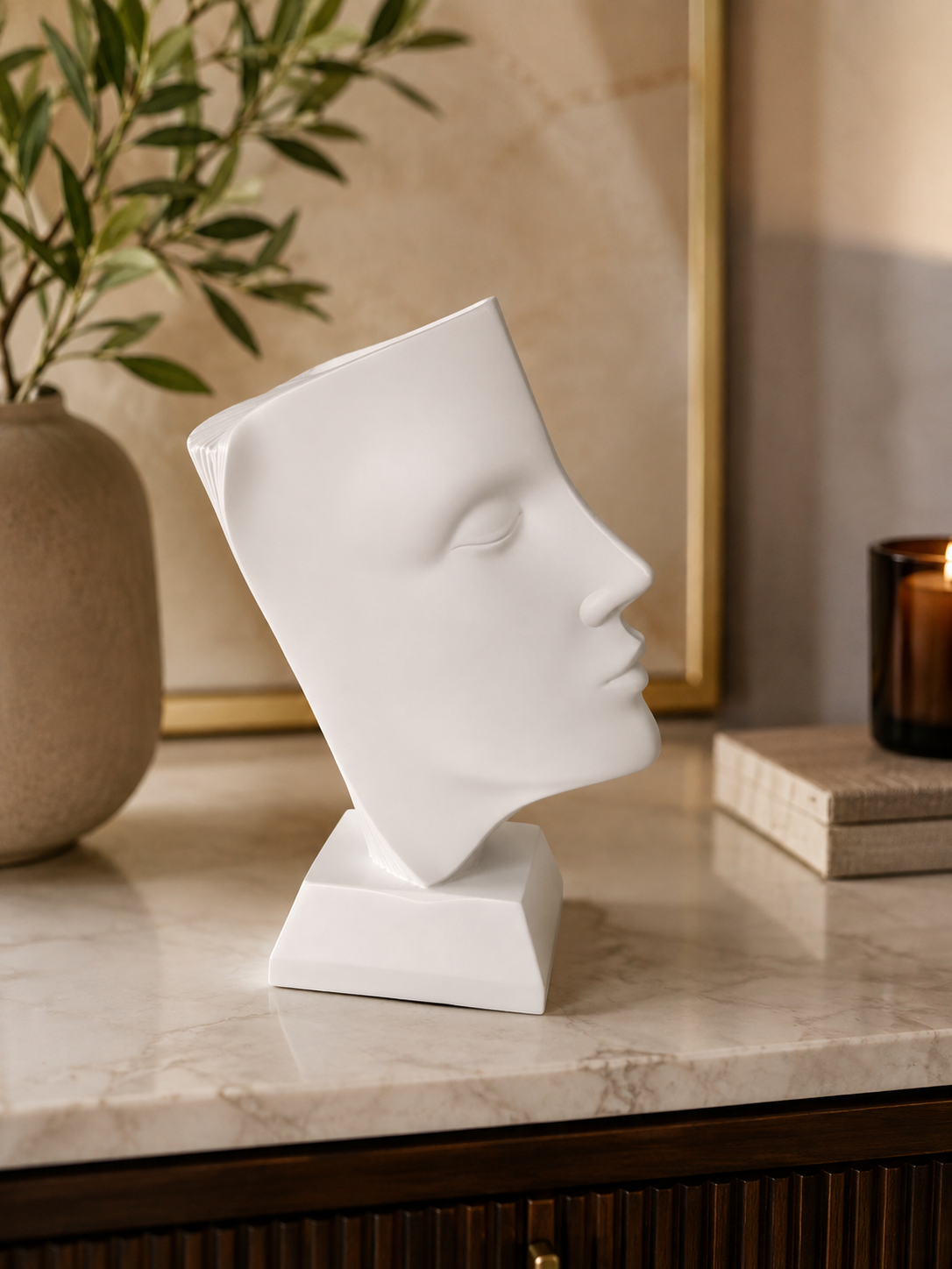 Modern Abstract Human Face Sculpture