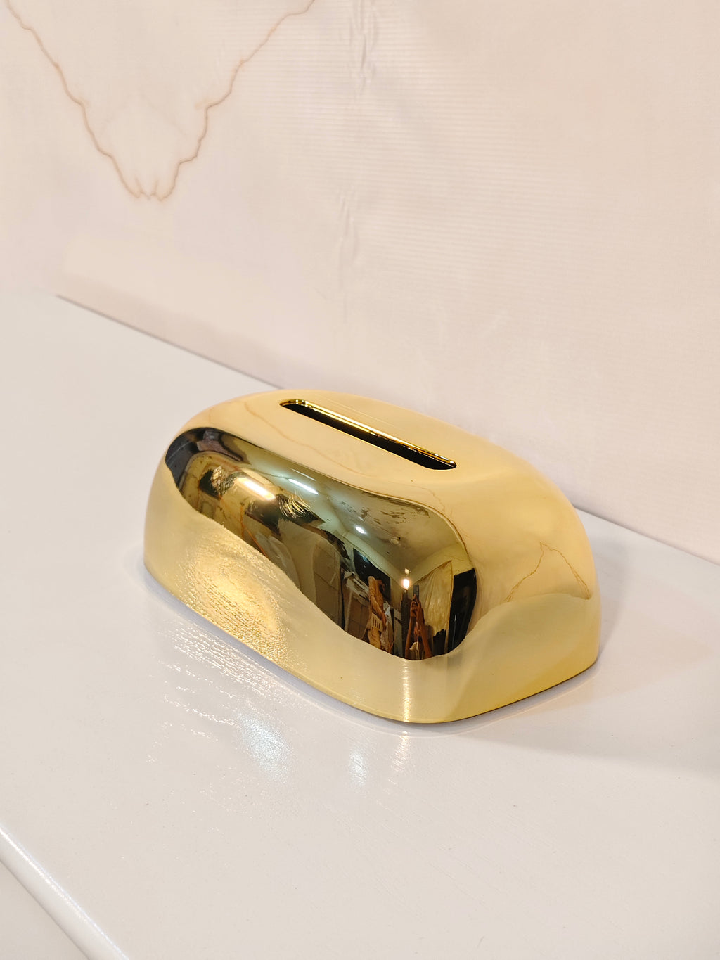 Luxury Electroplated Mirror Gold Tissue Box Cover