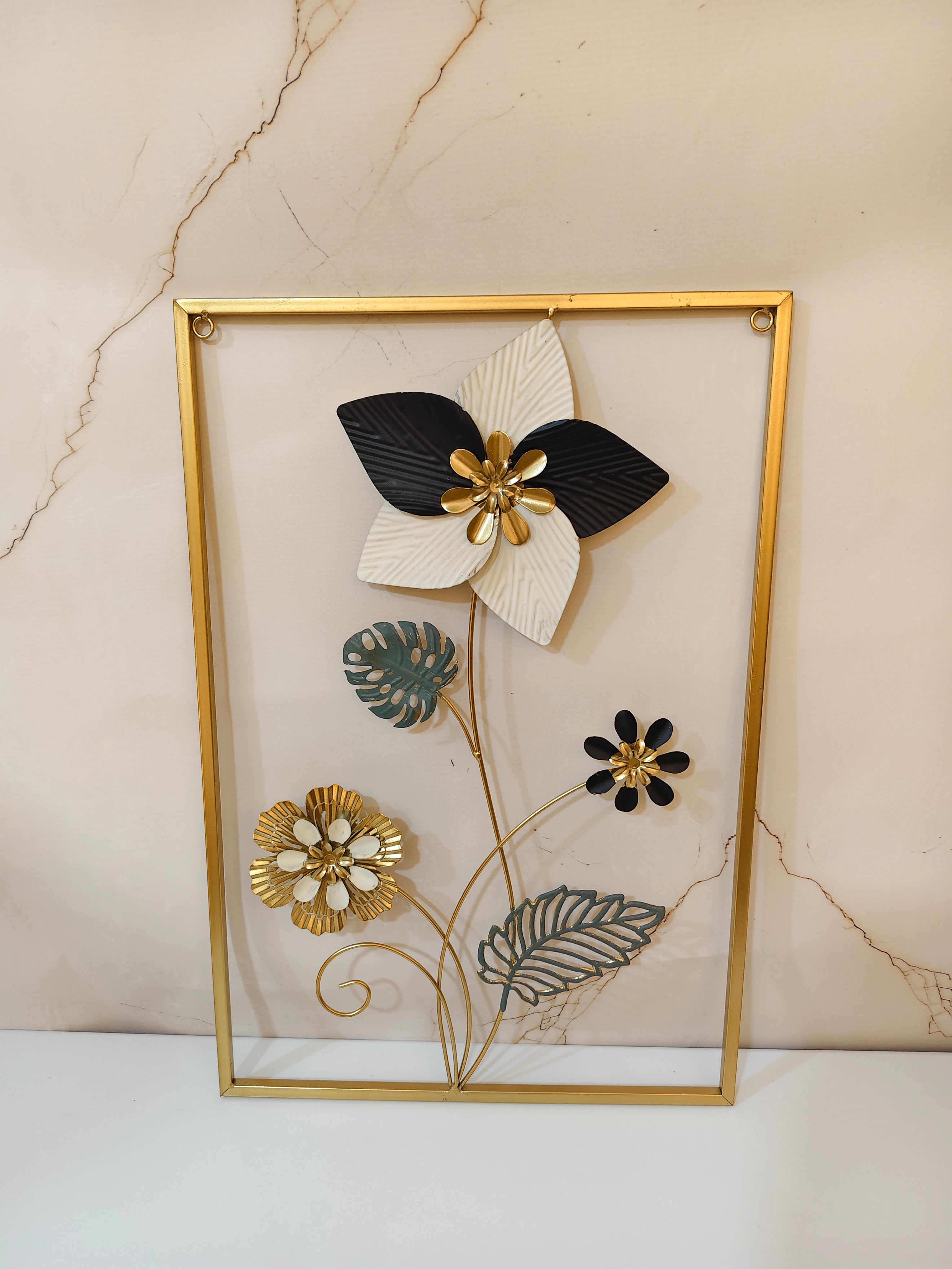 Modern 3D Metal Floral Wall Art Frame
