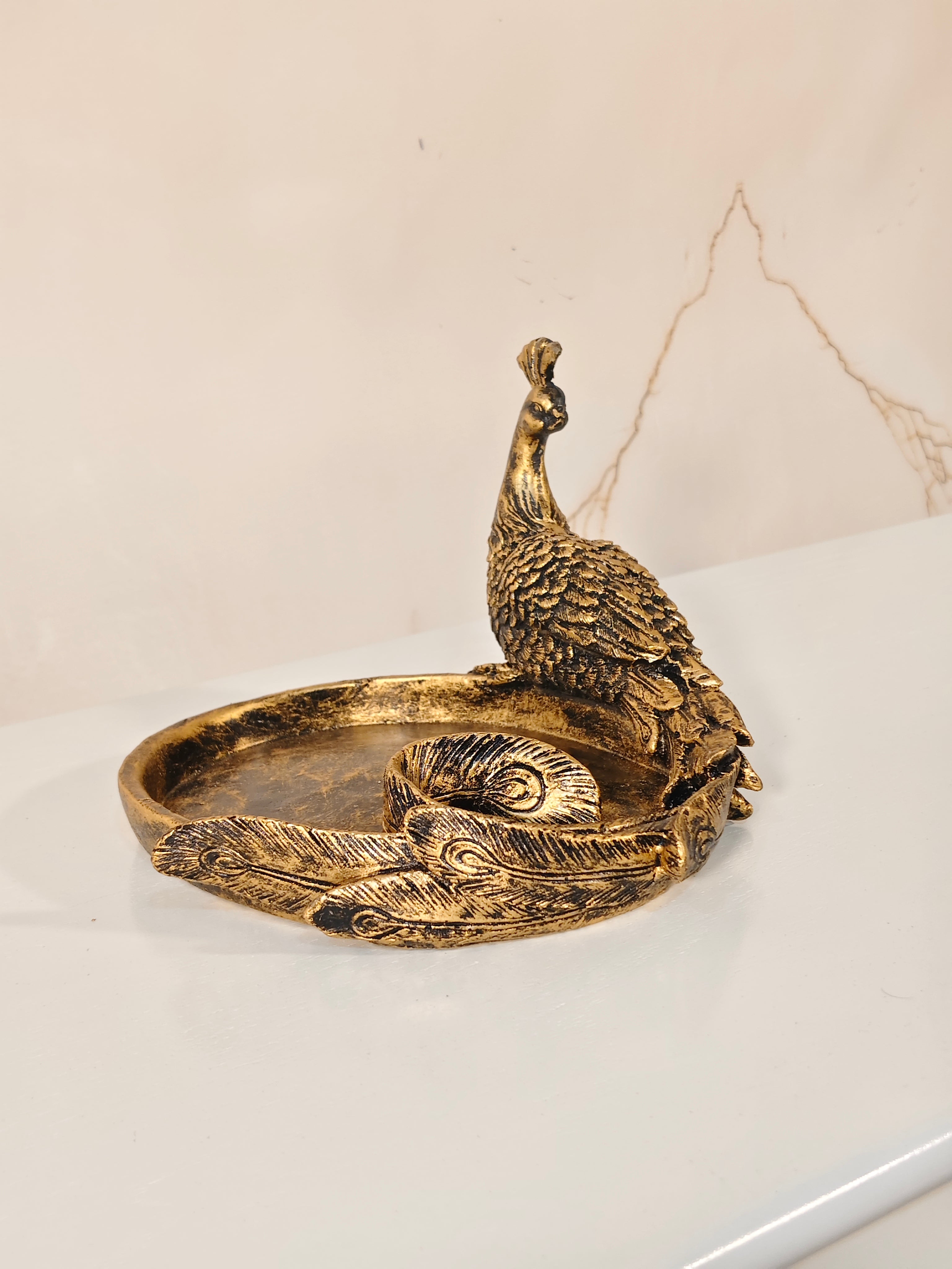 Royal Vintage Peacock Decorative Jewelry & Key Organizer Tray