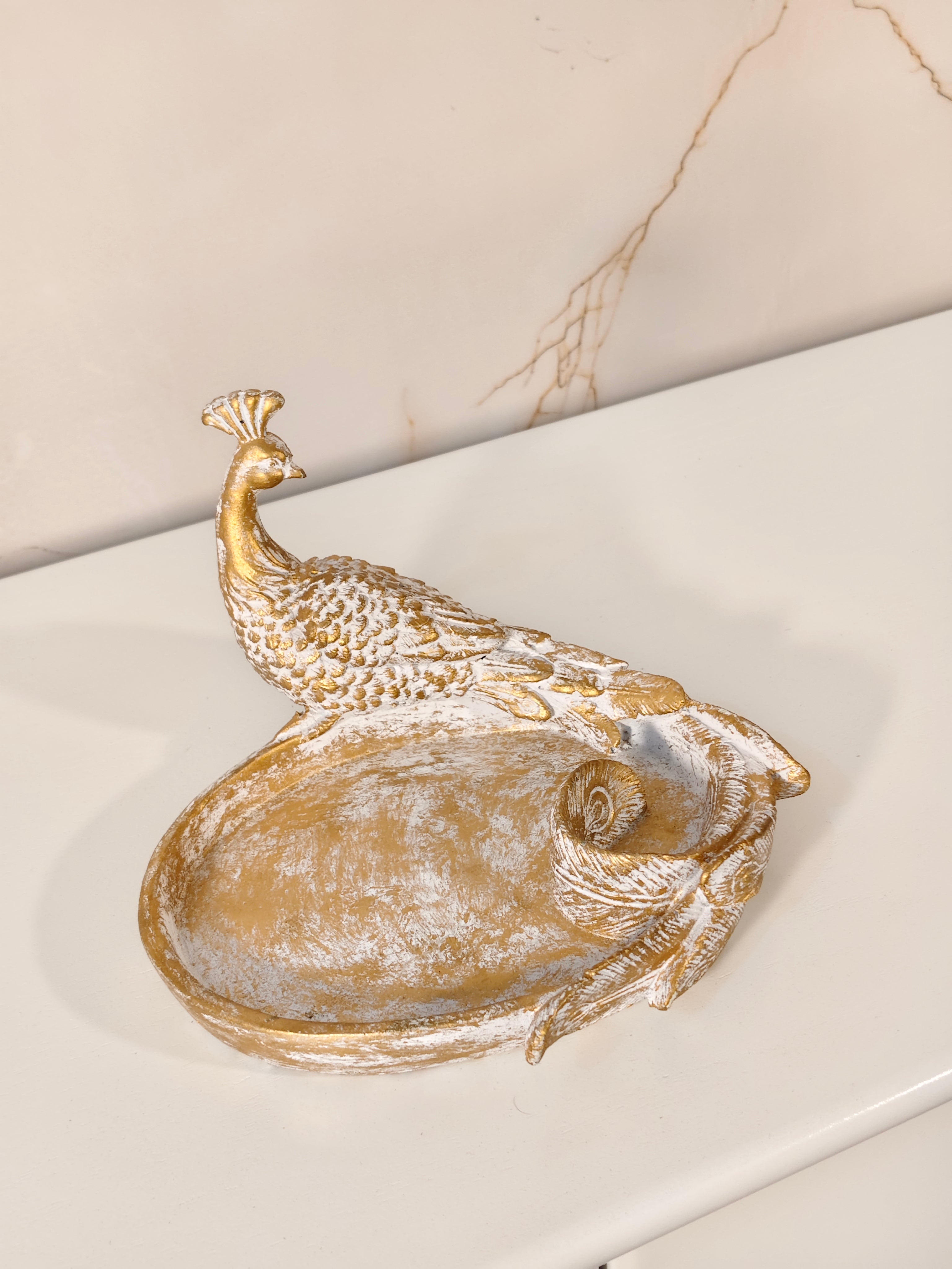 Royal Vintage Peacock Decorative Jewelry & Key Organizer Tray