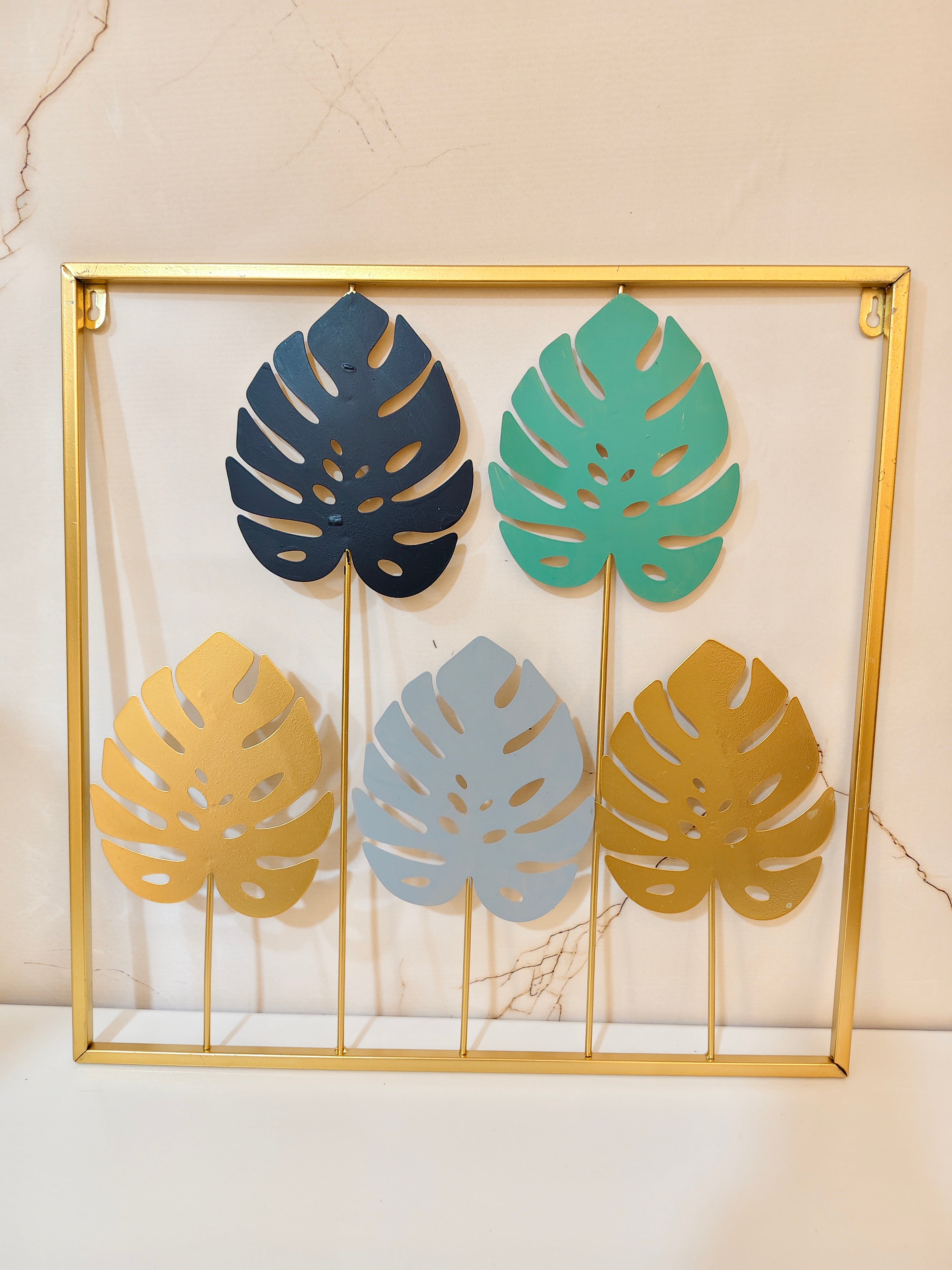 Modern 3D Monstera Palm Leaf Metal Wall Art Frame