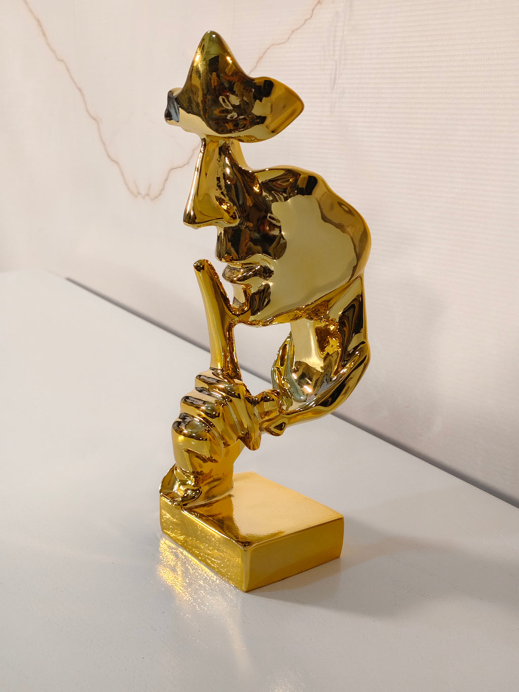 Golden Silence Abstract Face Statue