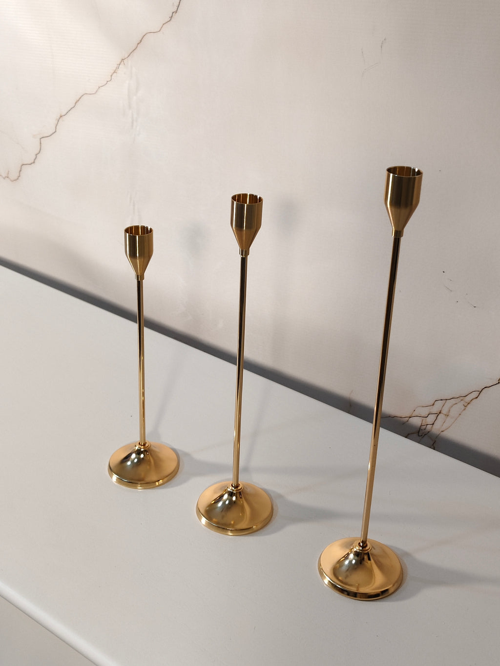 Nordic Gold Metal Taper Candle Holder Set of 3
