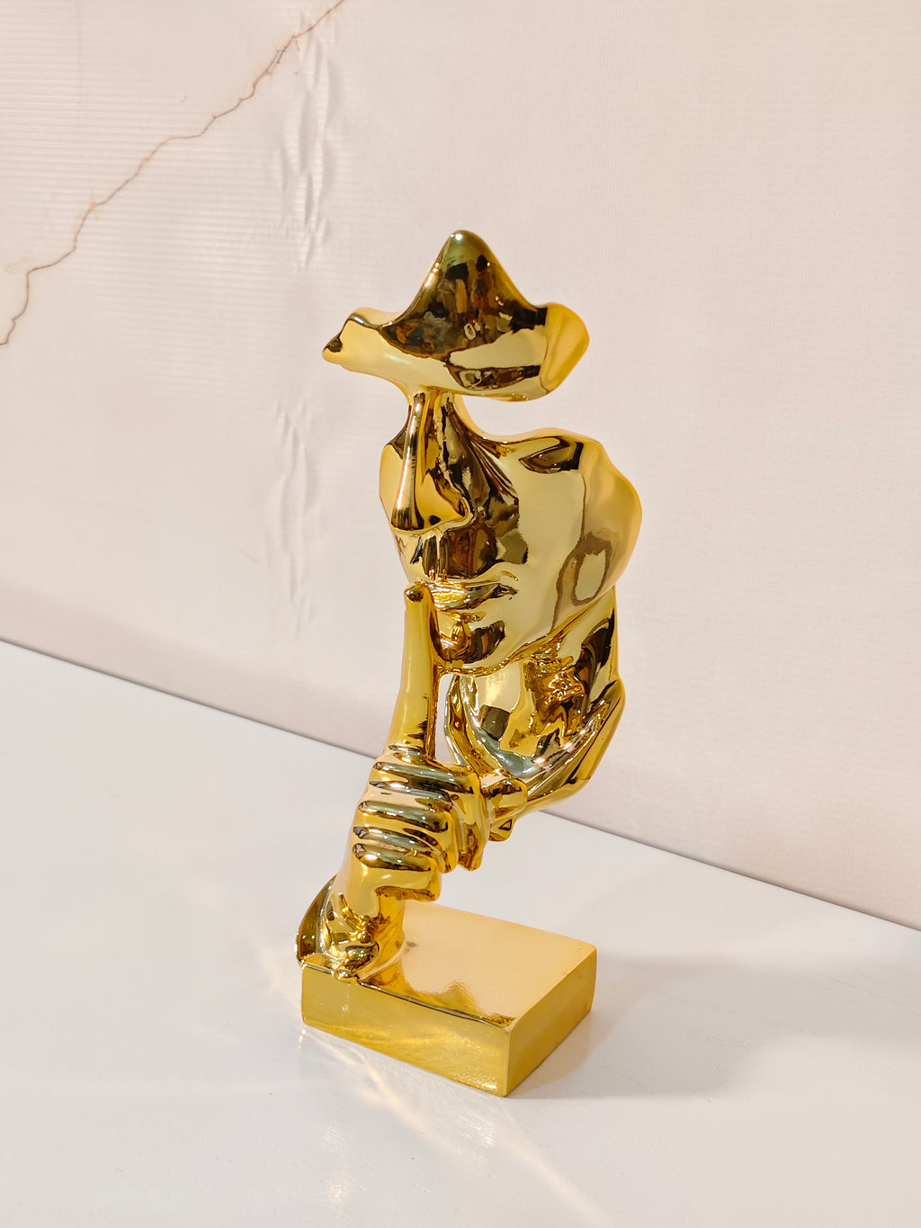 Golden Silence Abstract Face Statue