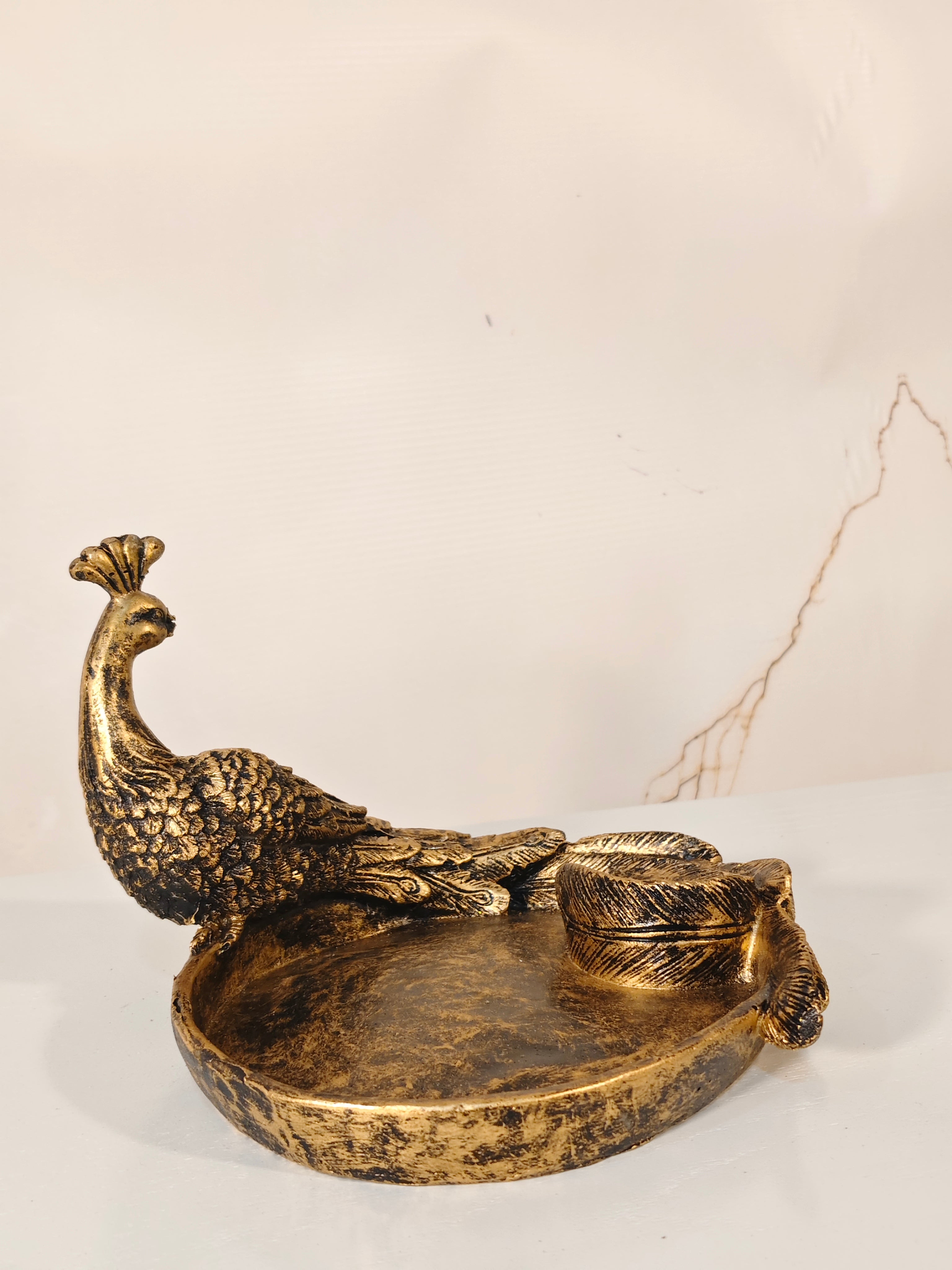 Royal Vintage Peacock Decorative Jewelry & Key Organizer Tray