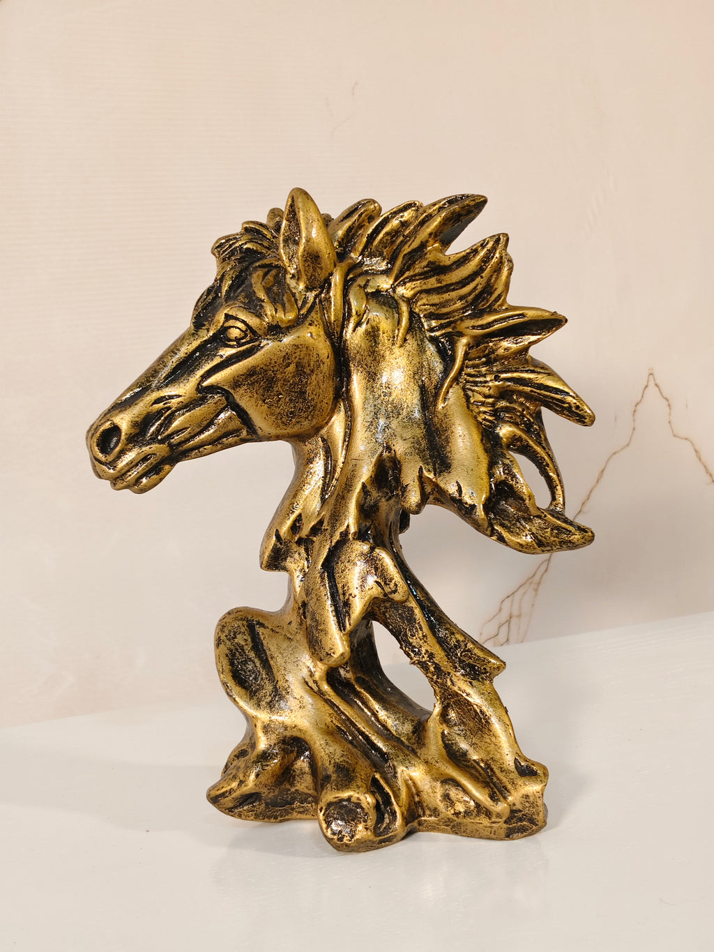 Antique Gold Horse Head Sculpture