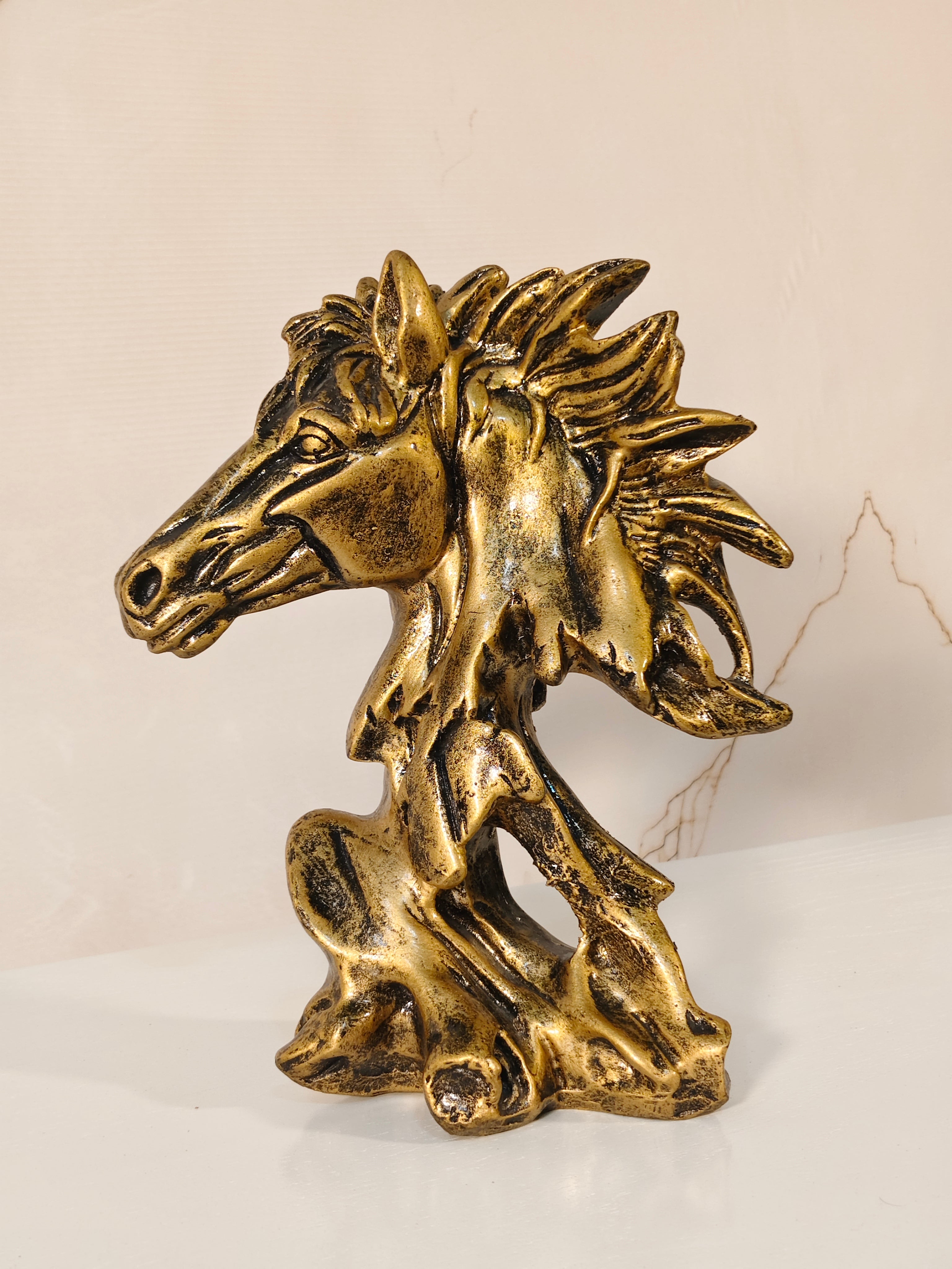 Antique Gold Horse Head Sculpture