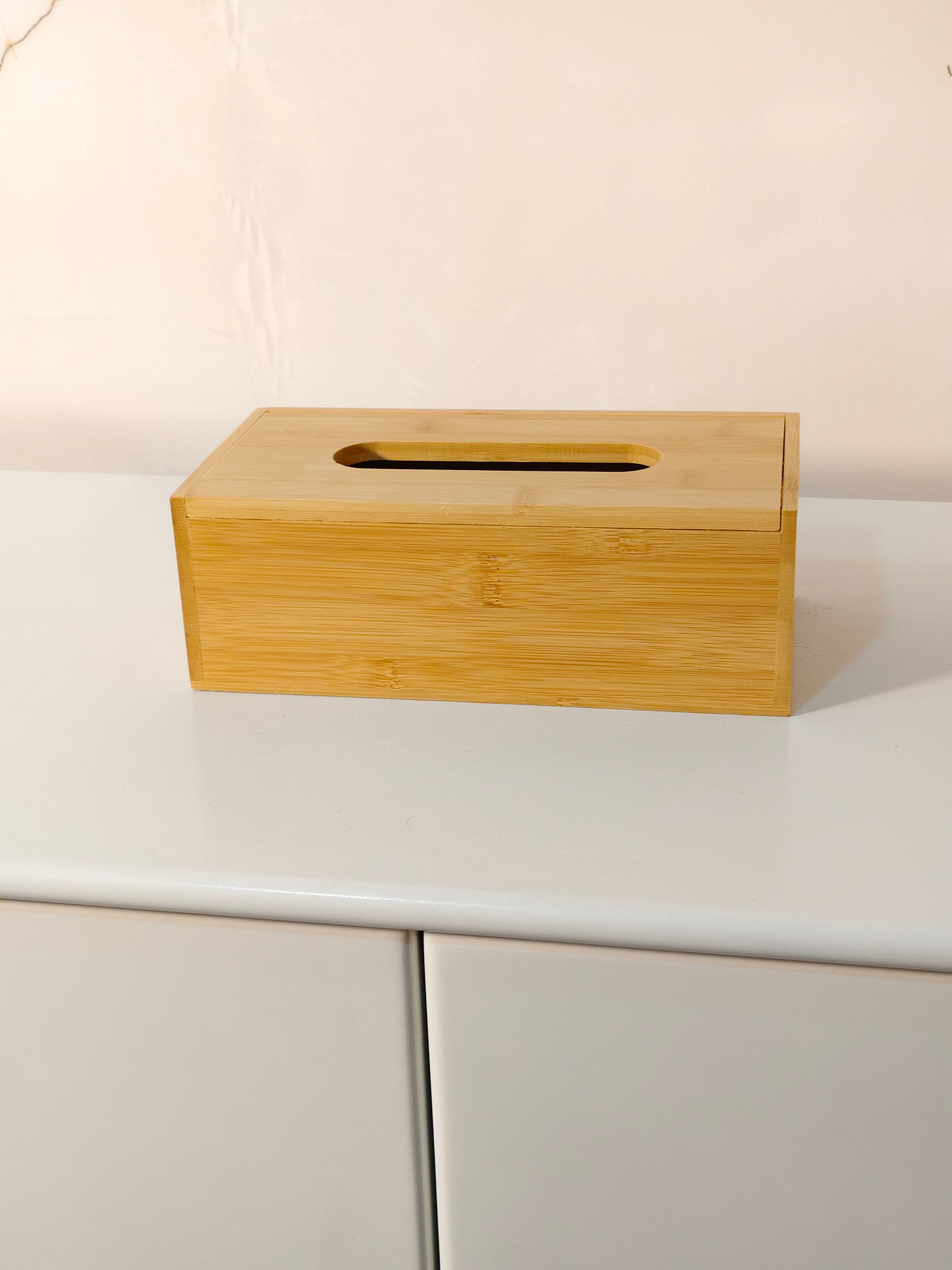 Natural Bamboo Wooden Tissue Box Organizer