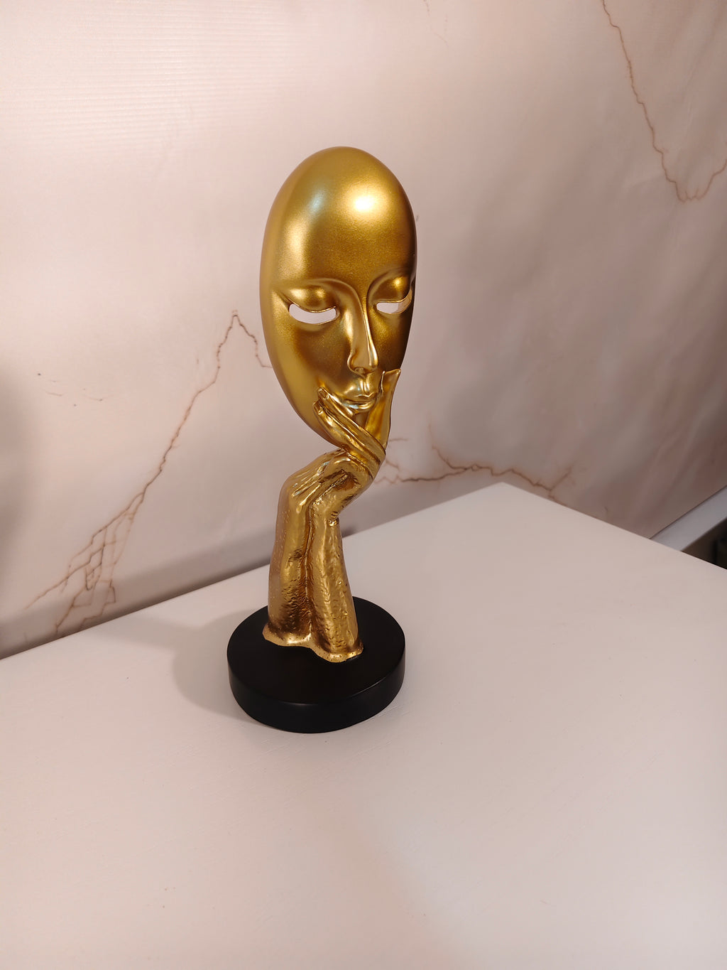 Nordic Golden Mask Abstract Face Sculpture