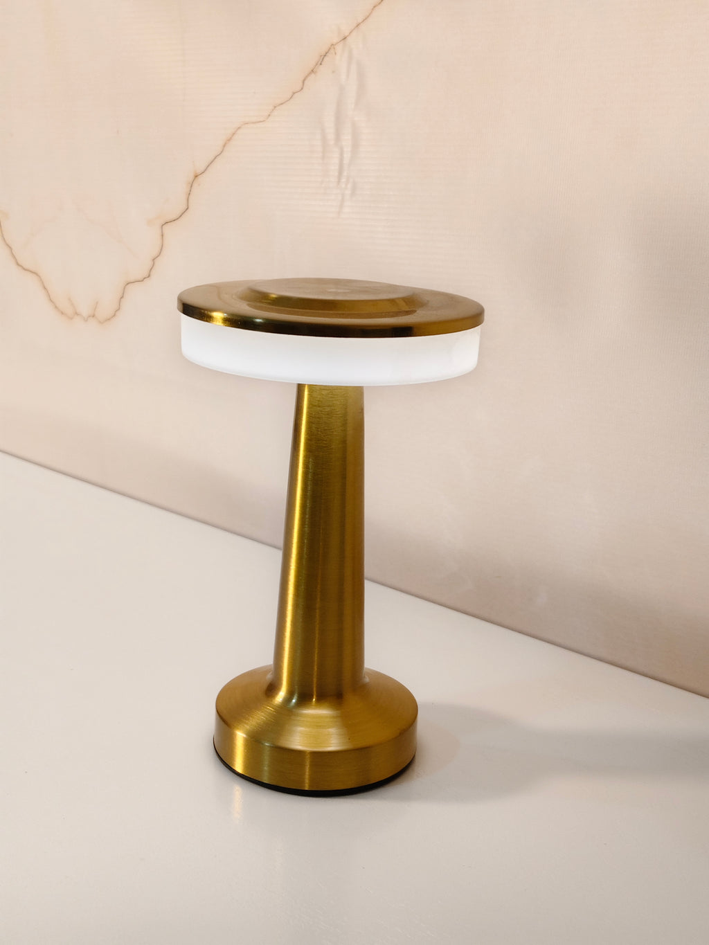 Modern Cordless Rechargeable LED Table Lamp in Brushed Gold