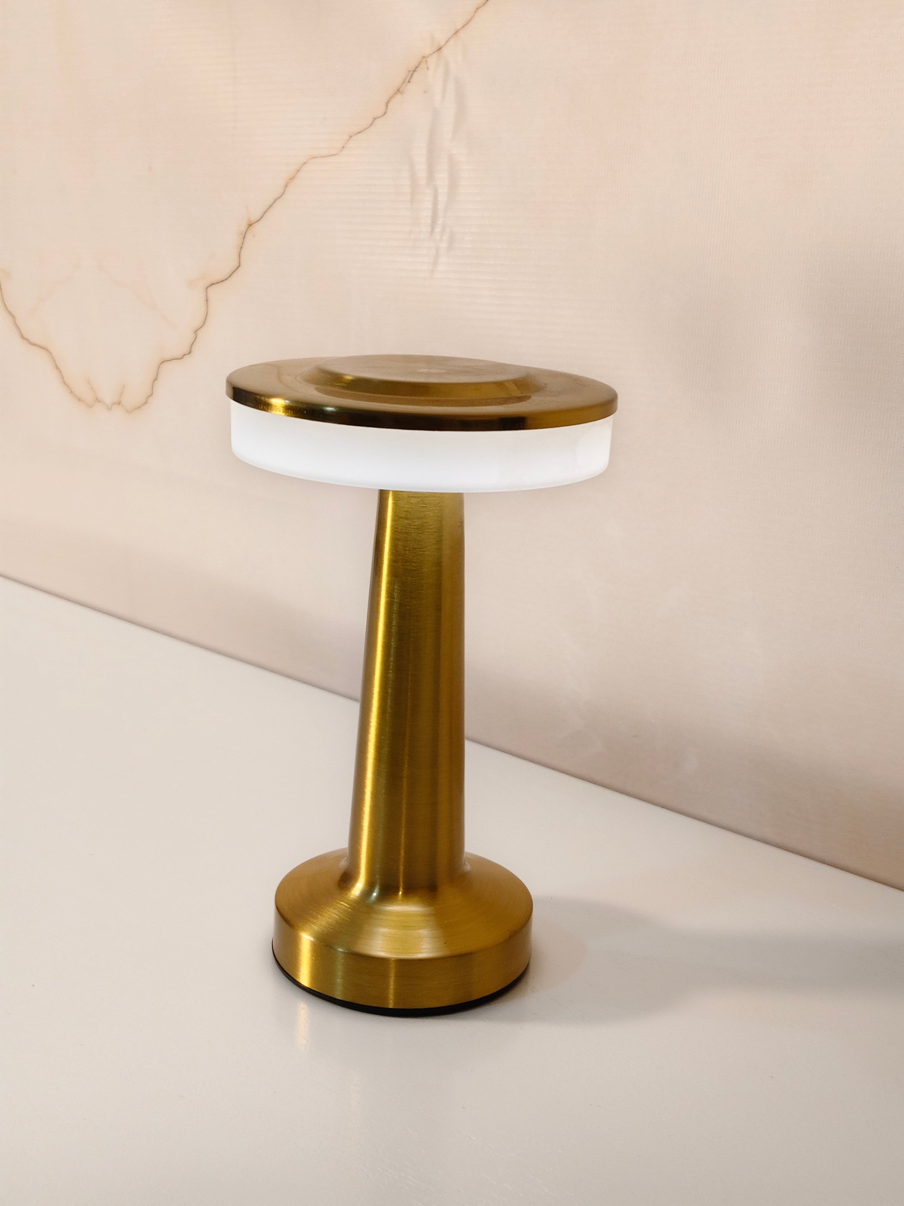 Modern Cordless Rechargeable LED Table Lamp in Brushed Gold
