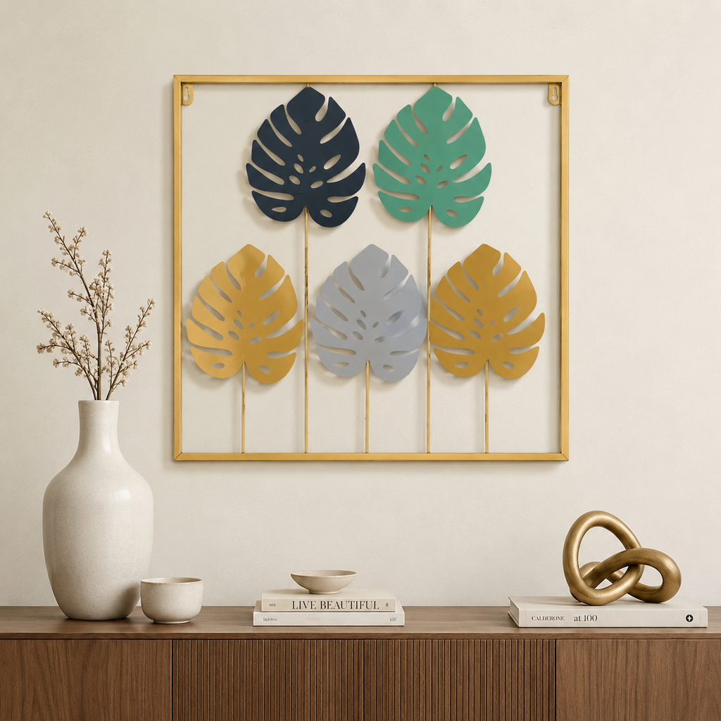 Modern 3D Monstera Palm Leaf Metal Wall Art Frame