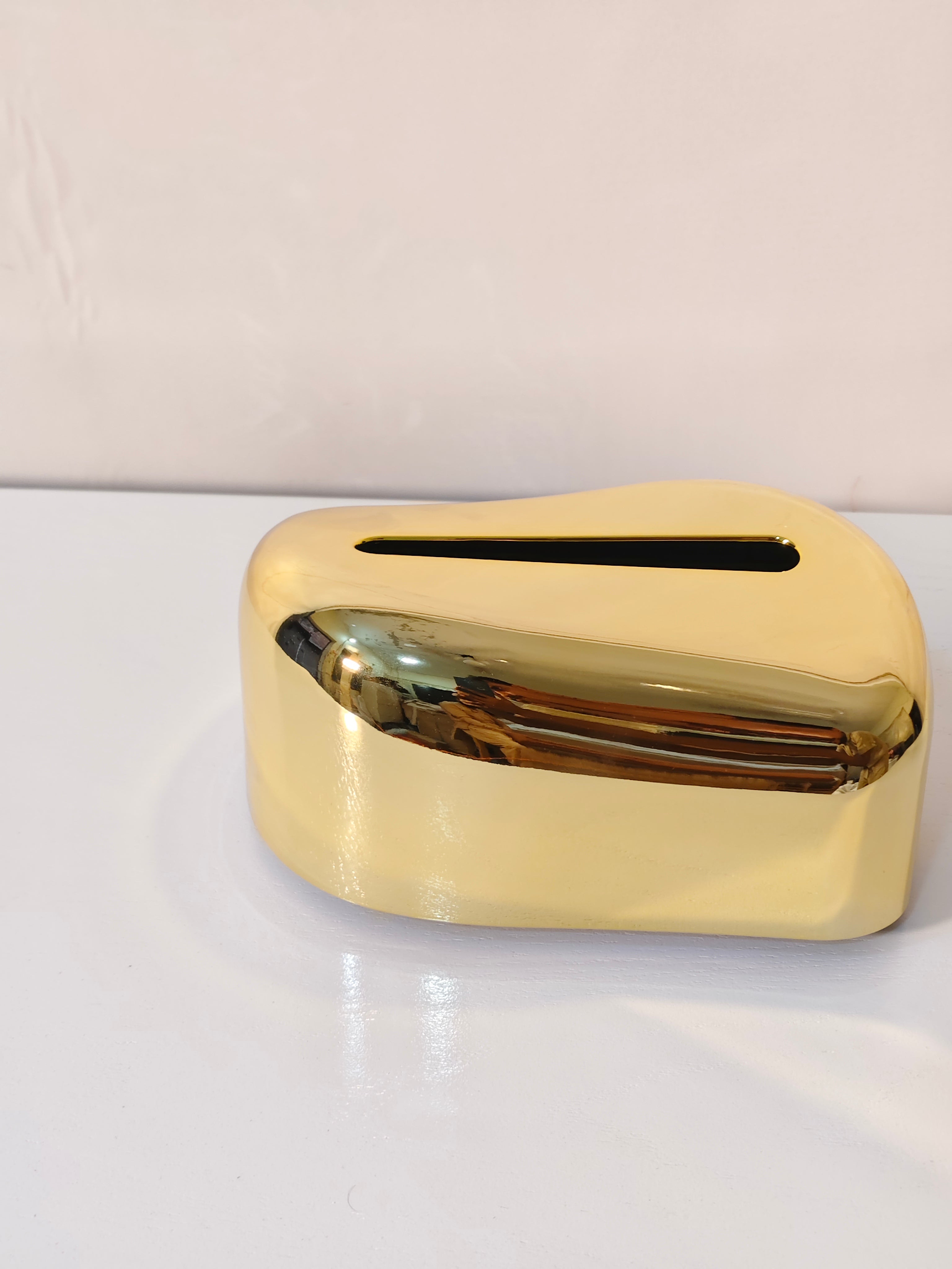 Asymmetric Wave Mirror Gold Tissue Box Cover