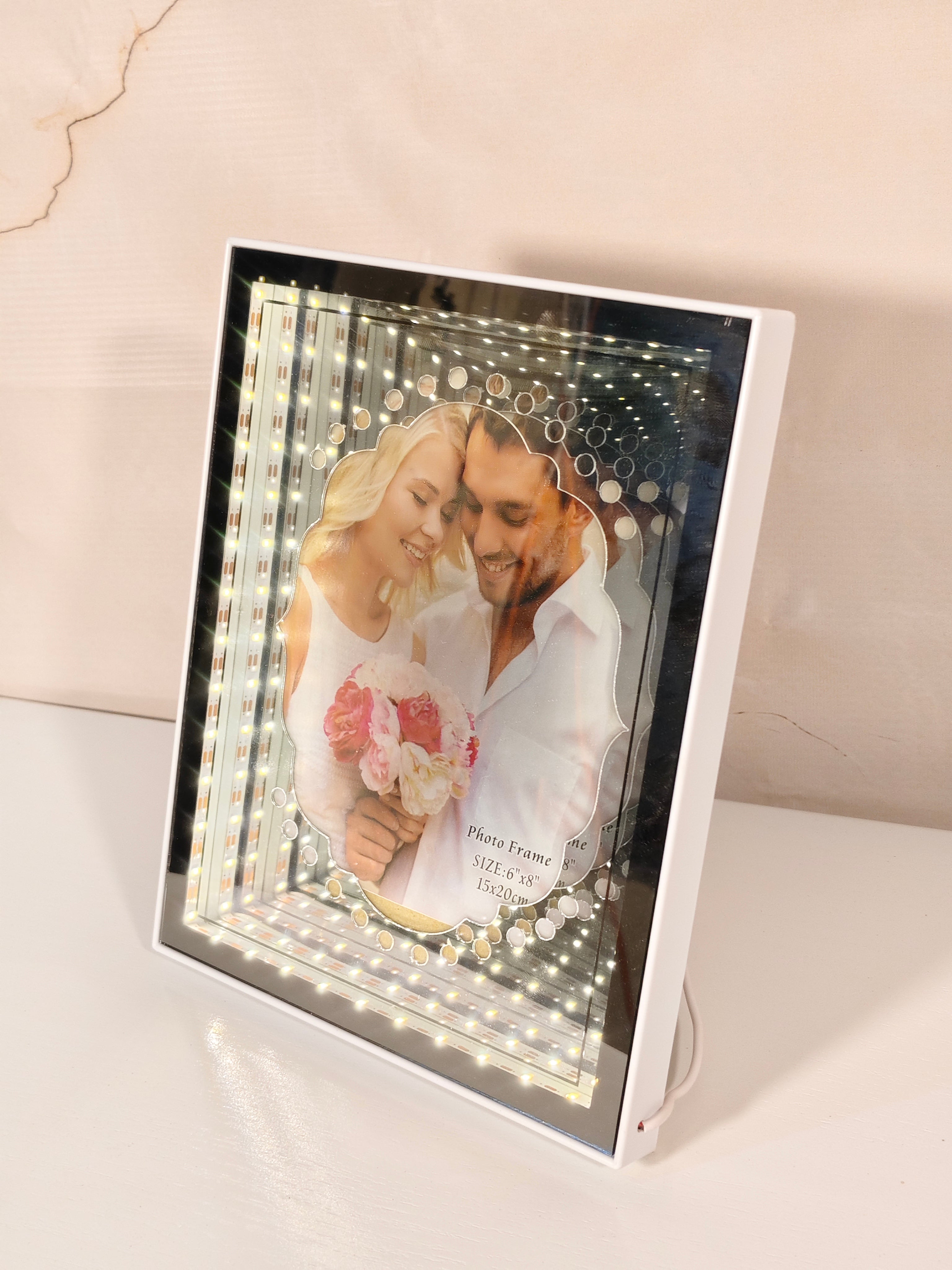 3D LED Tunnel Infinity Mirror Photo Frame