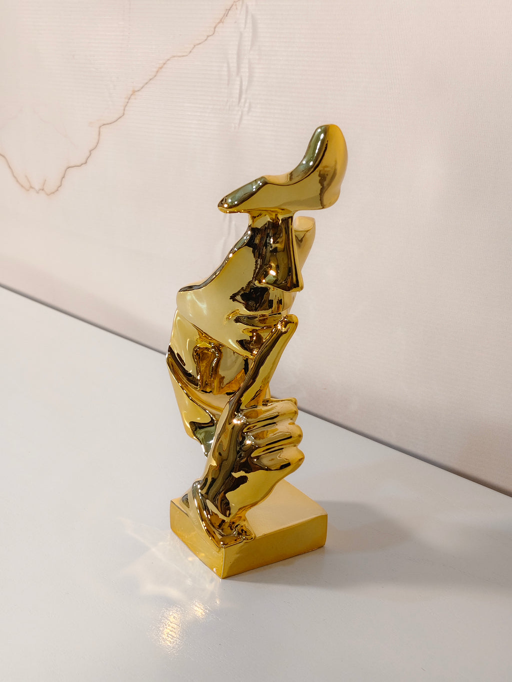 Golden Silence Abstract Face Statue